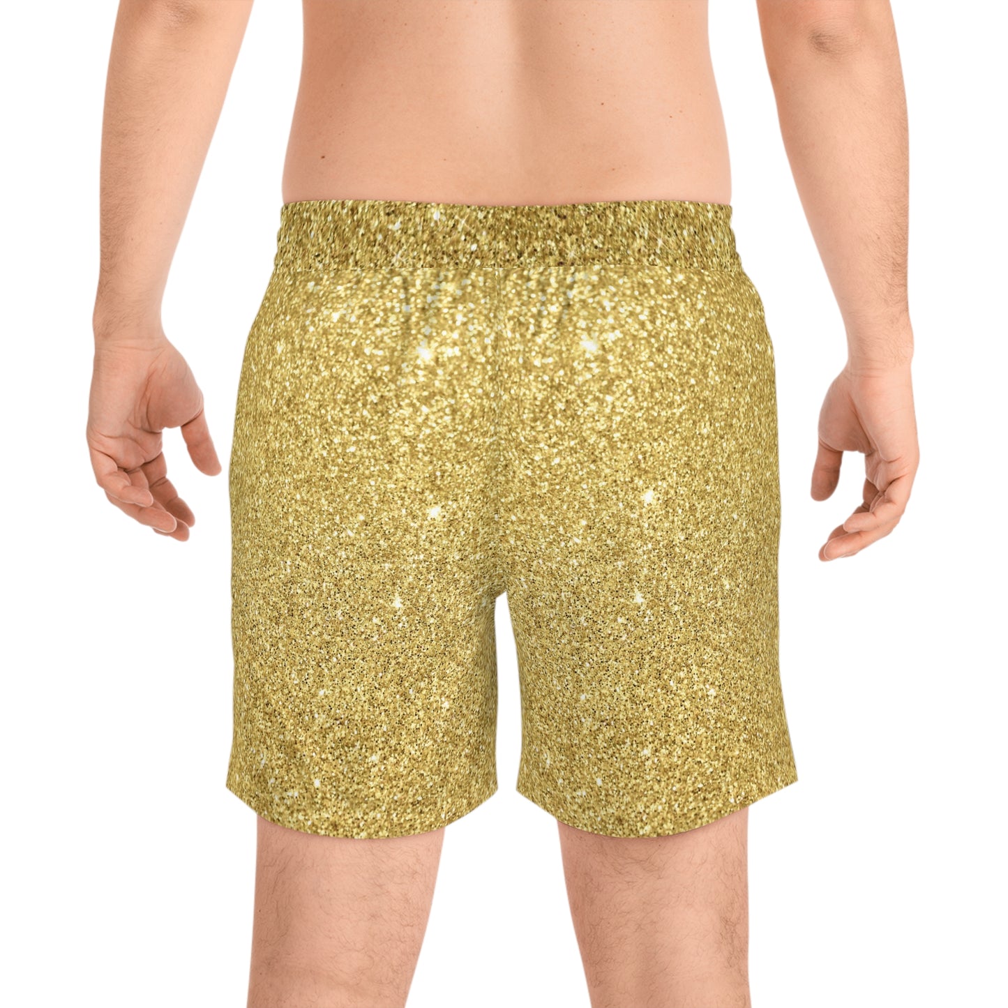 Men's Swim Shorts — Gold Glitter with Ganesh Motif