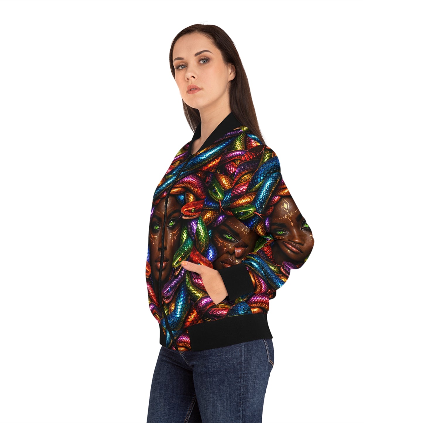 Medusa Snake Head Bomber Jacket