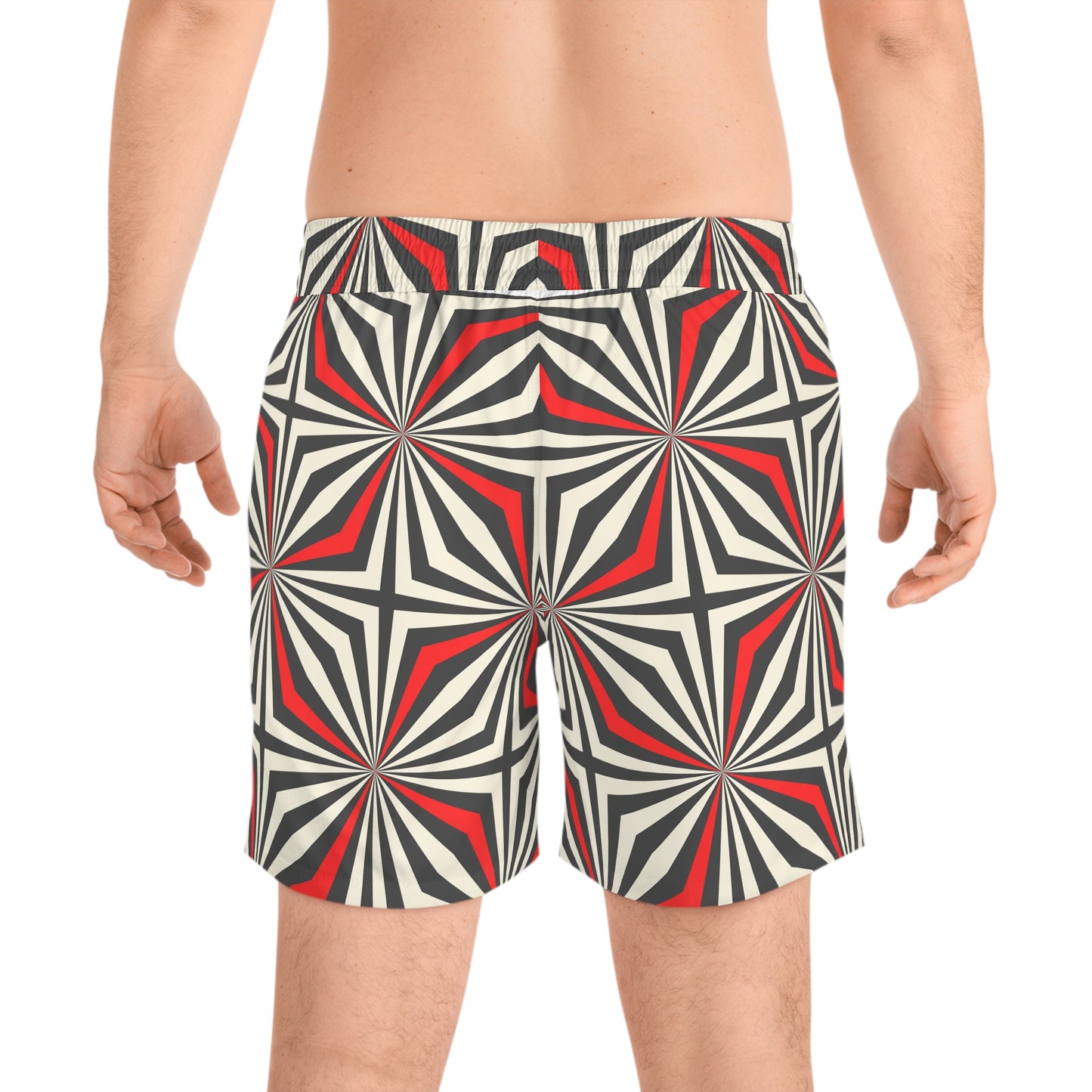 Starburst Geometric Mid-Length Men's Beach Trunks