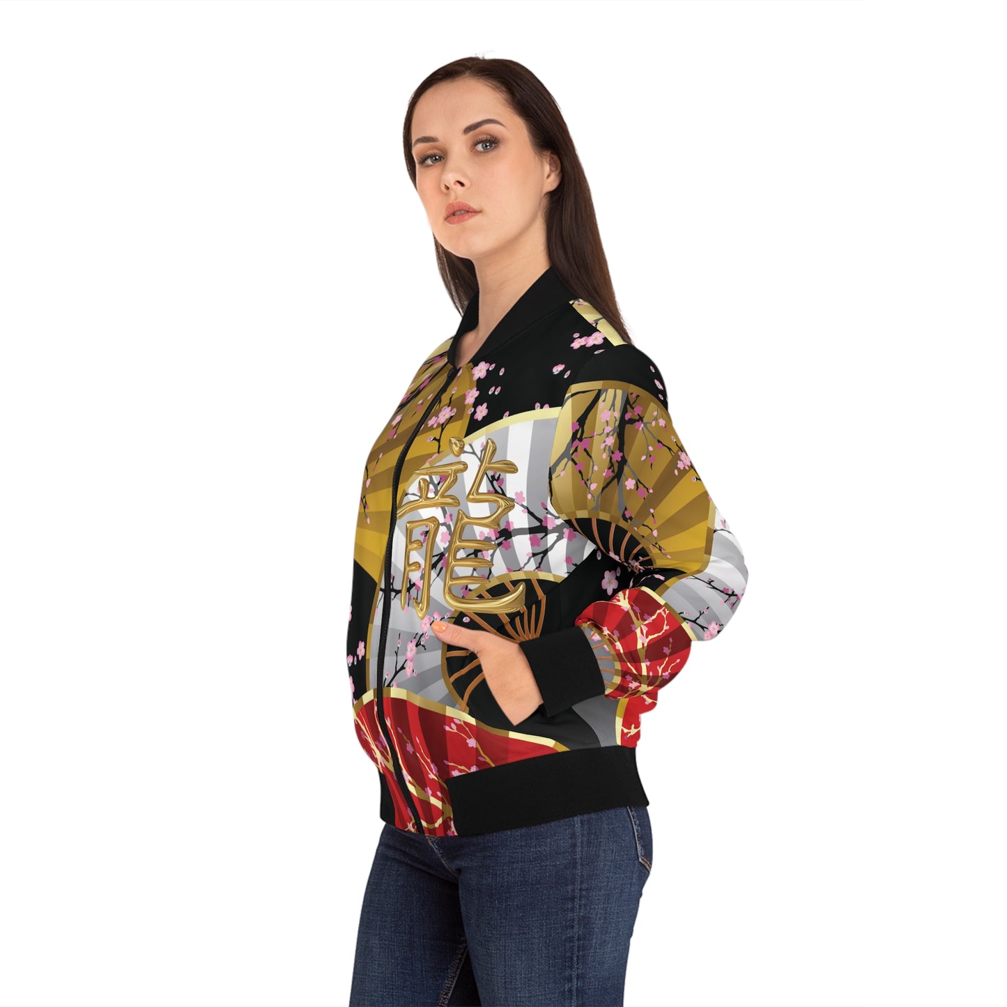 Fan Print Bomber Jacket