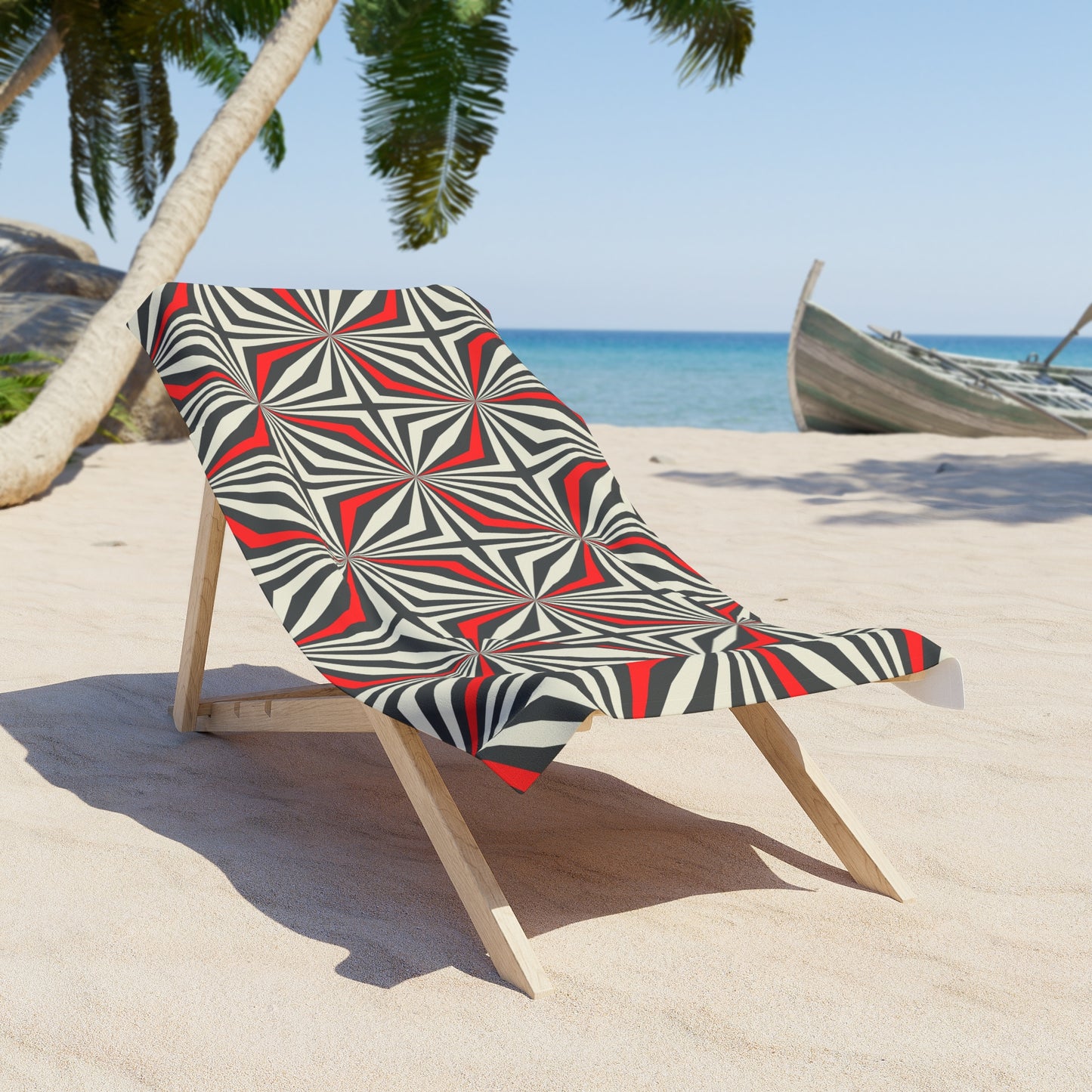 Retro Starburst Beach Towel Geometric Sunburst Design
