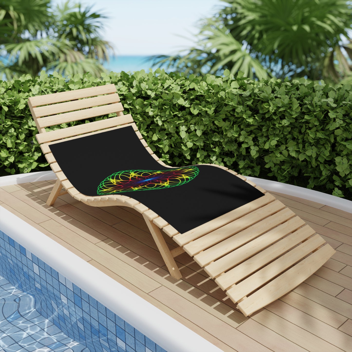 Neon Psychedelic Rainbow Mandala Beach Towel