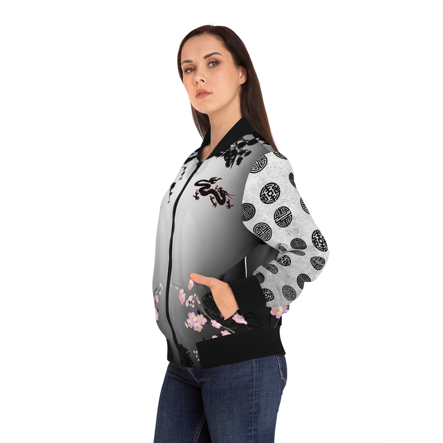 Cherry Blossom Dragon Bomber Jacket Two