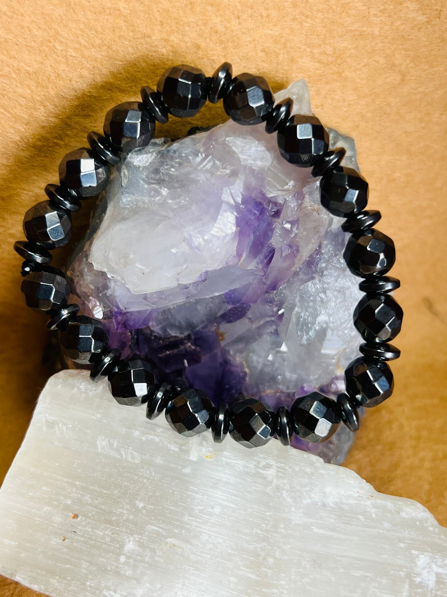 Faceted Hematite Beaded Bracelet