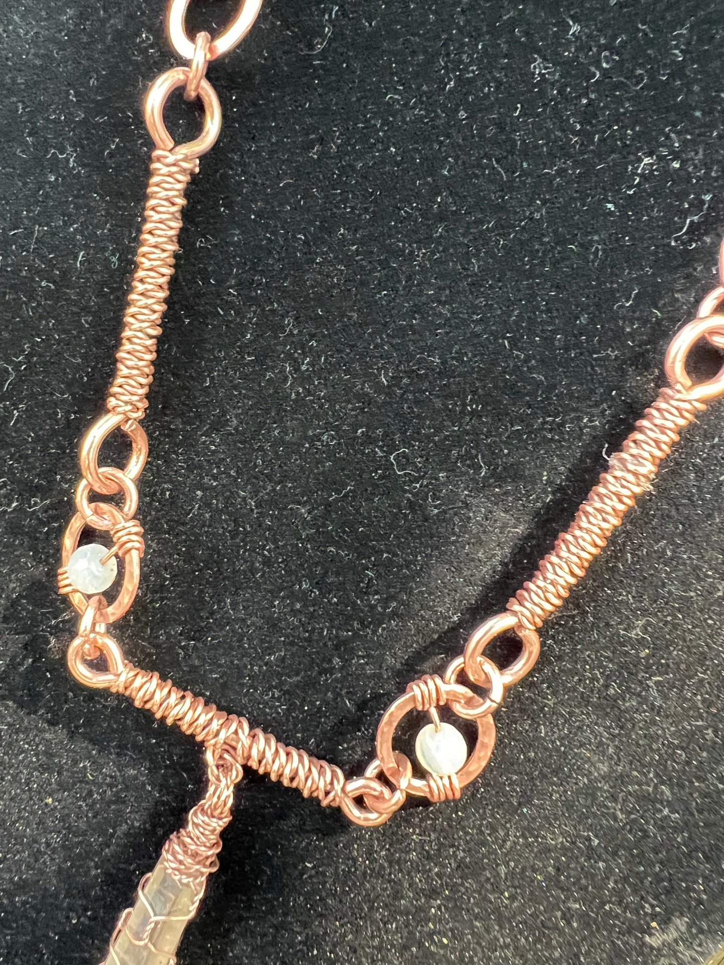 Pink and Clear Quartz and Copper Bar Chair