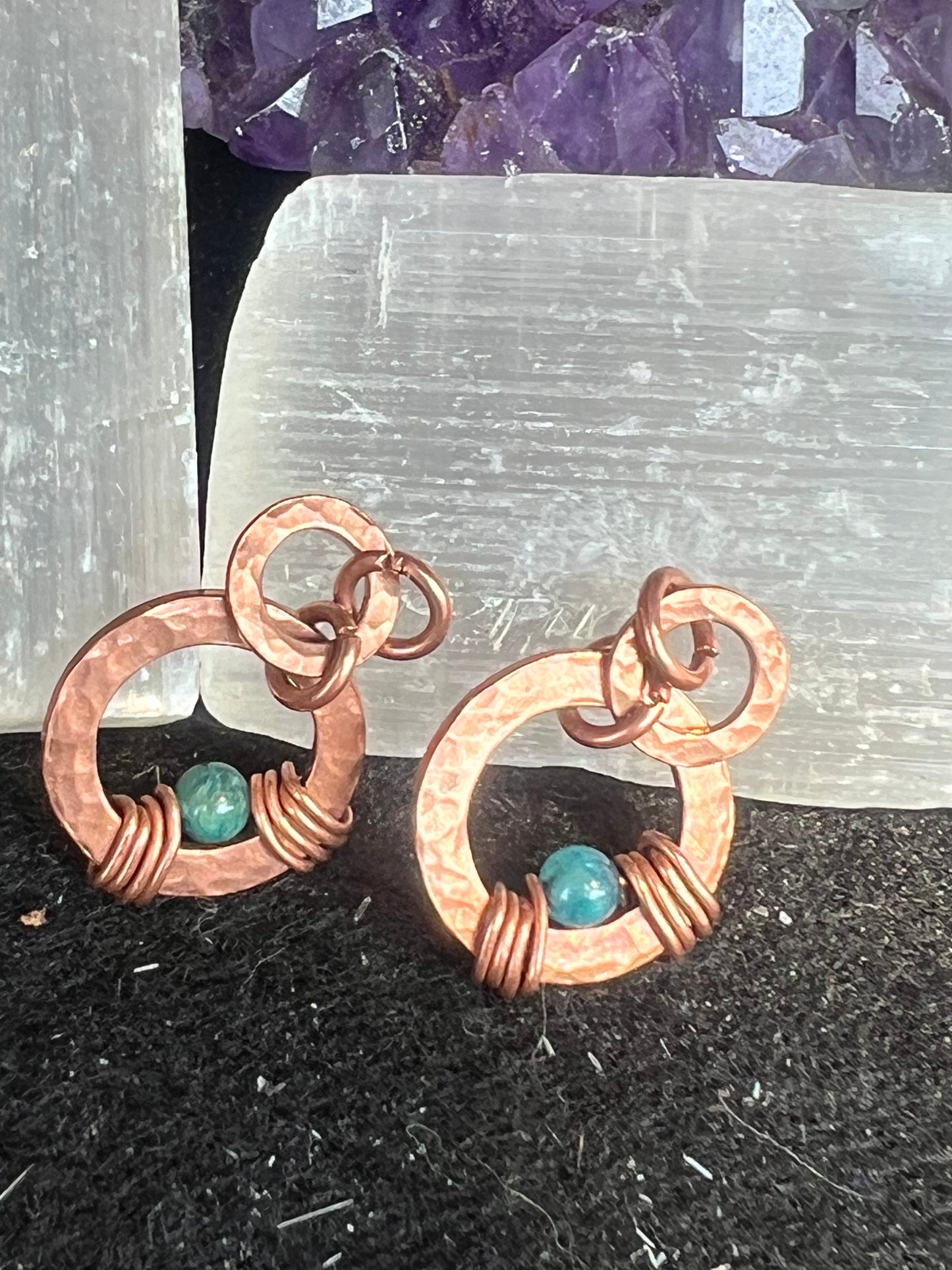 Lapis Lazuli Copper Washer Earrings