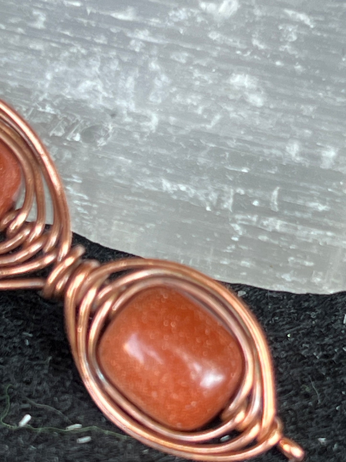 Golden moonstone and rose, quartz earring, and pendant set