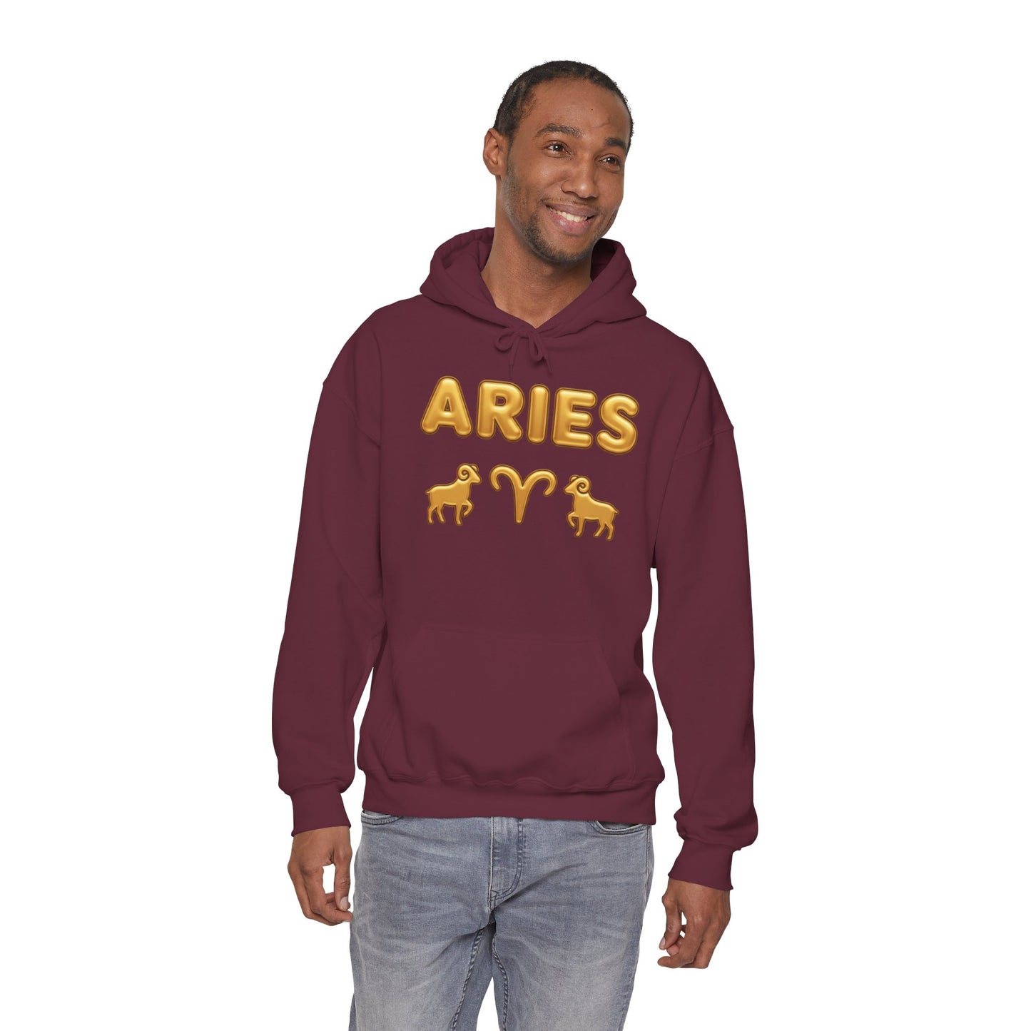 Aries Zodiac Hoodie — Gold Horoscope Ram Astrology Sweatshirt