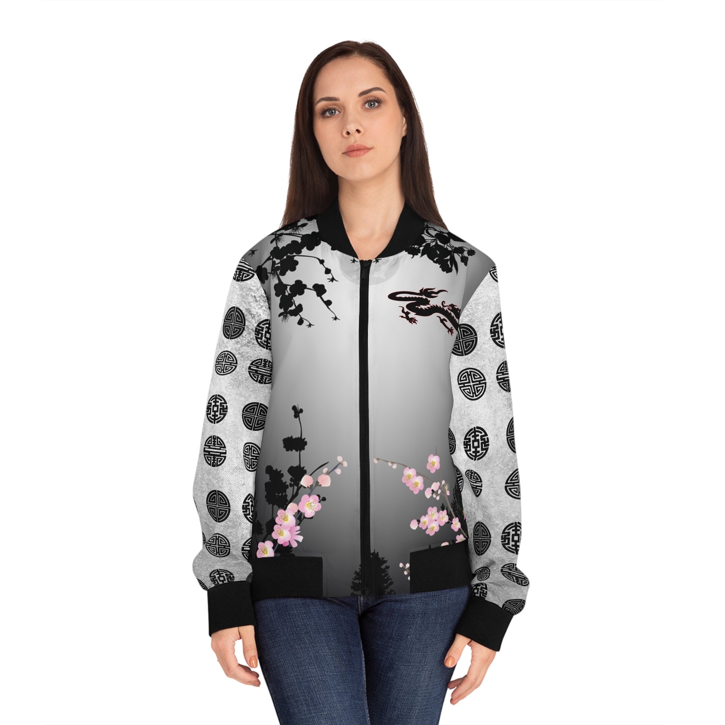 Cherry Blossom Dragon Bomber Jacket Two