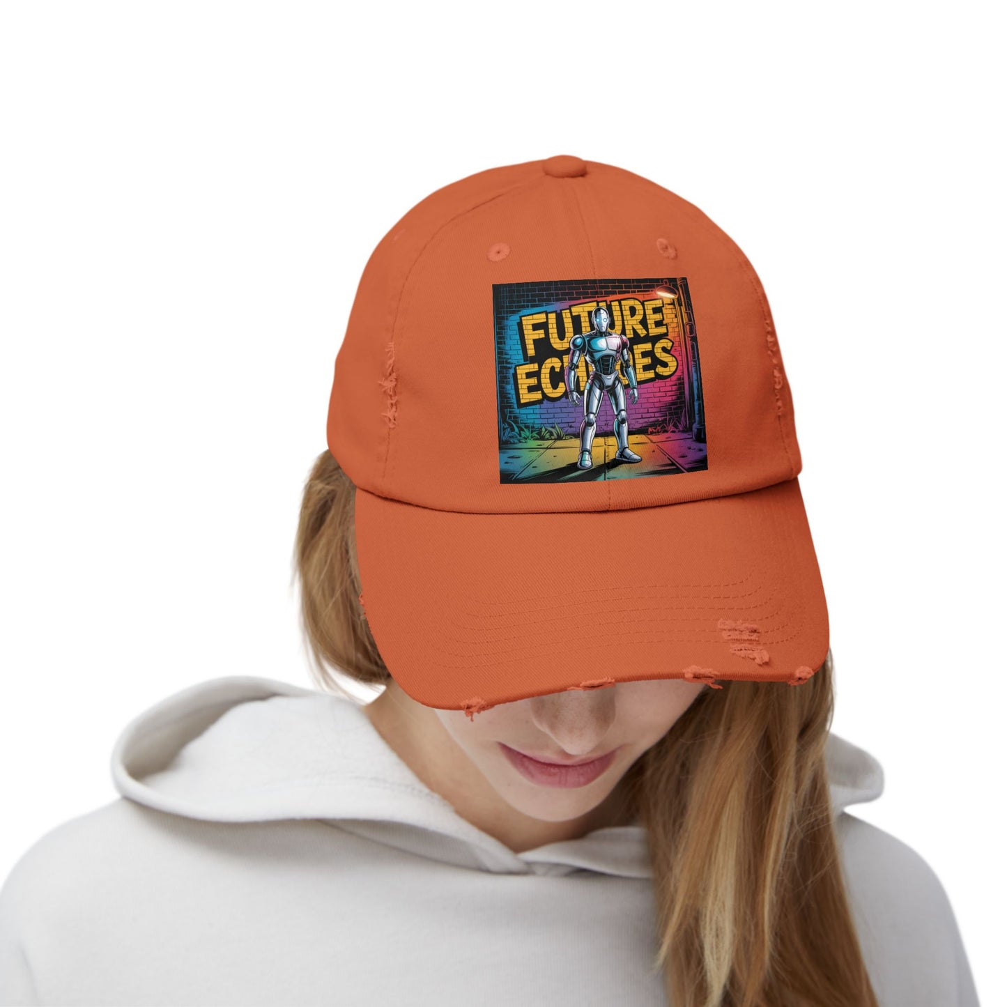 Unisex Distressed Cap Featuring 'Future Echoes'