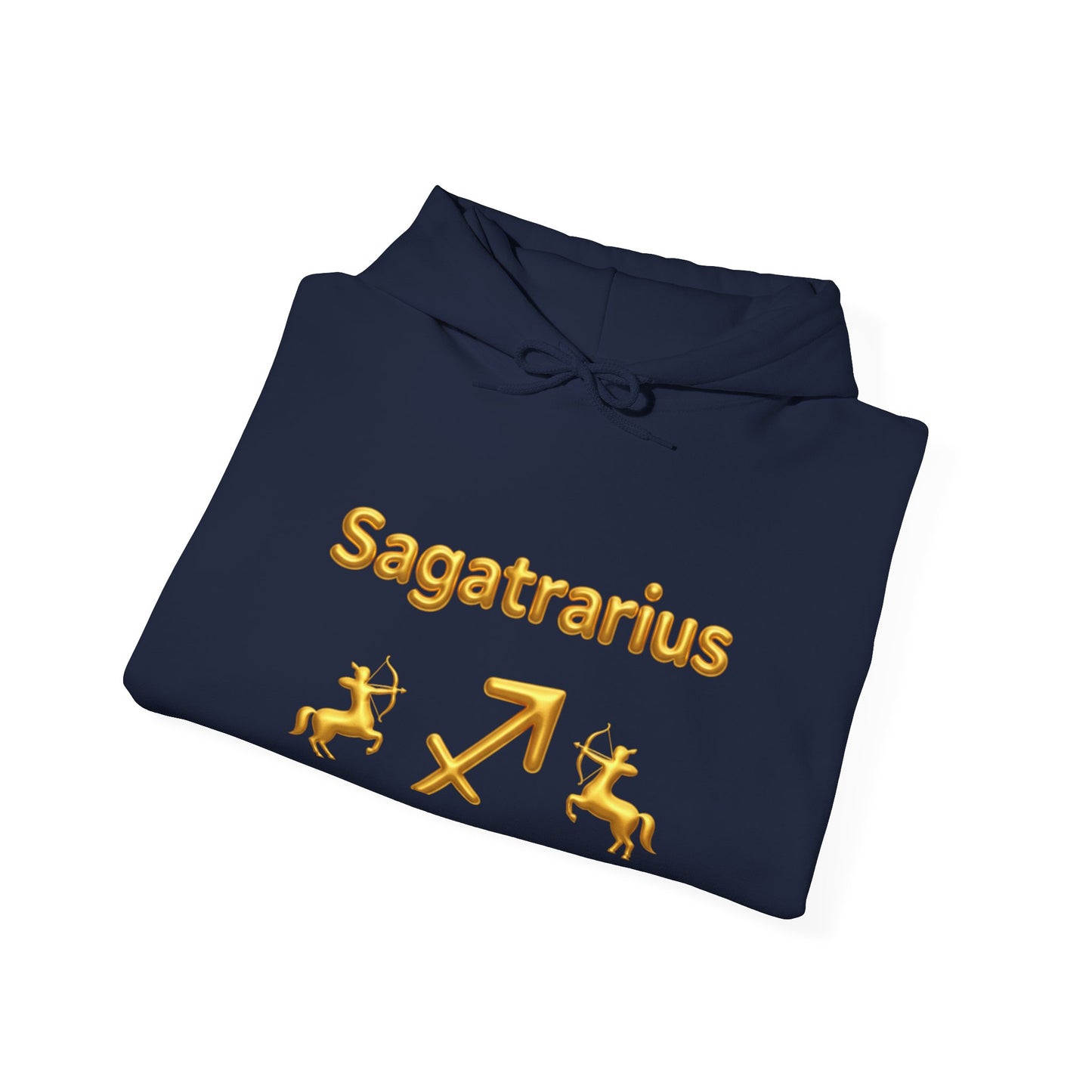 Sagittarius Zodiac Hoodie – Gold Archer Symbols & Astrological Wheel Back Print