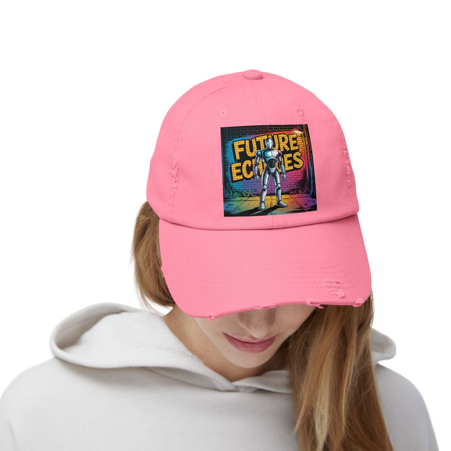 Unisex Distressed Cap Featuring 'Future Echoes'