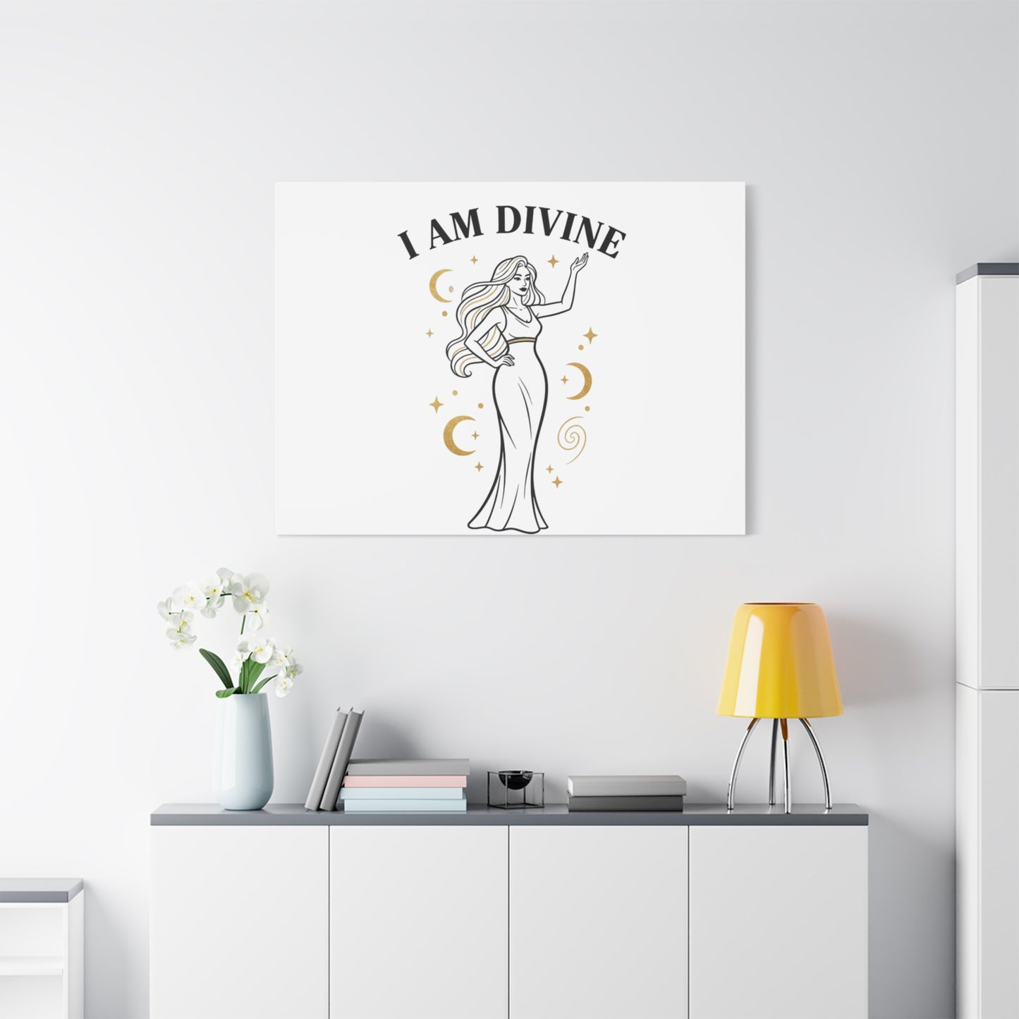 I Am Divine goddess art print | Matte Canvas wall art, manifestation decor