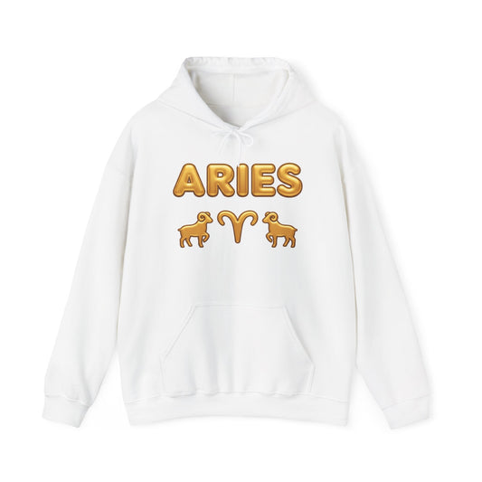 Aries Zodiac Hoodie — Gold Horoscope Ram Astrology Sweatshirt