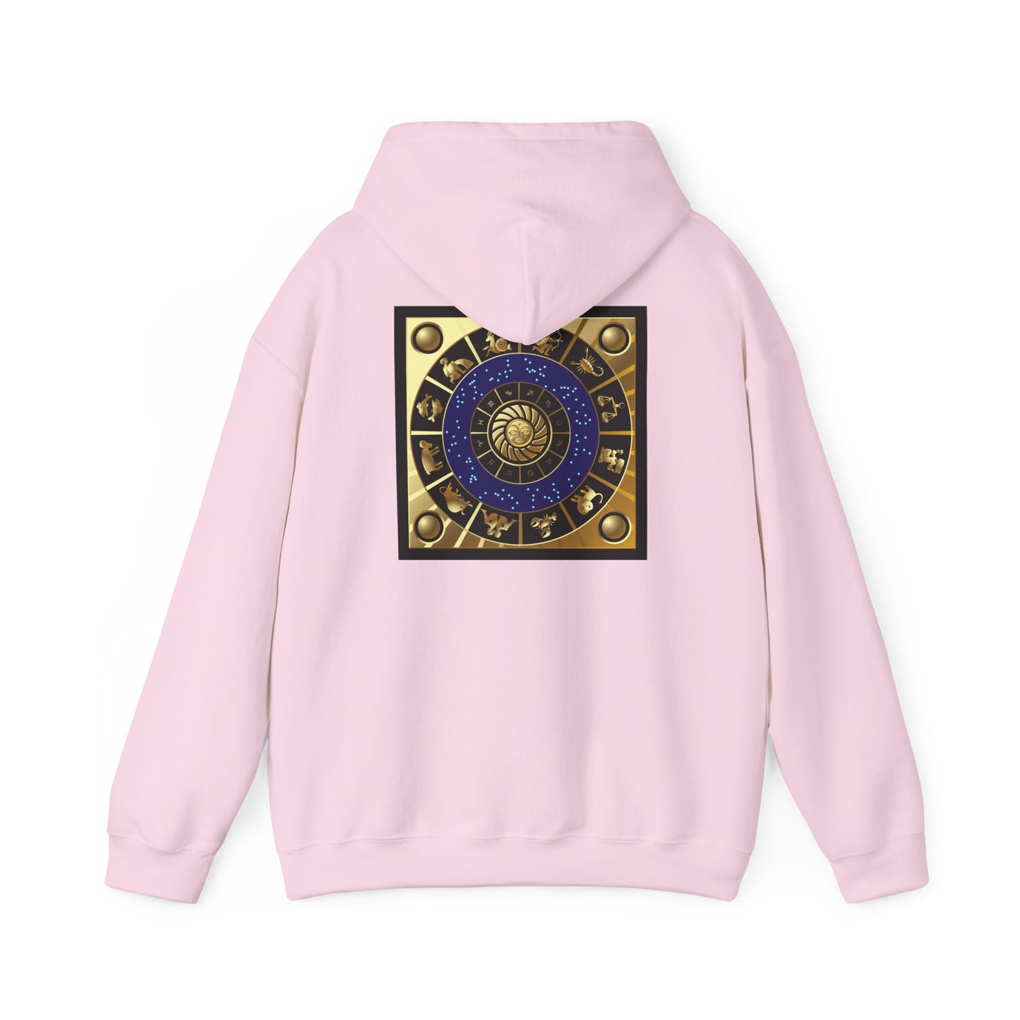 Virgo Zodiac Hoodie — Gold Virgo Sign & Astrological Wheel Pullover