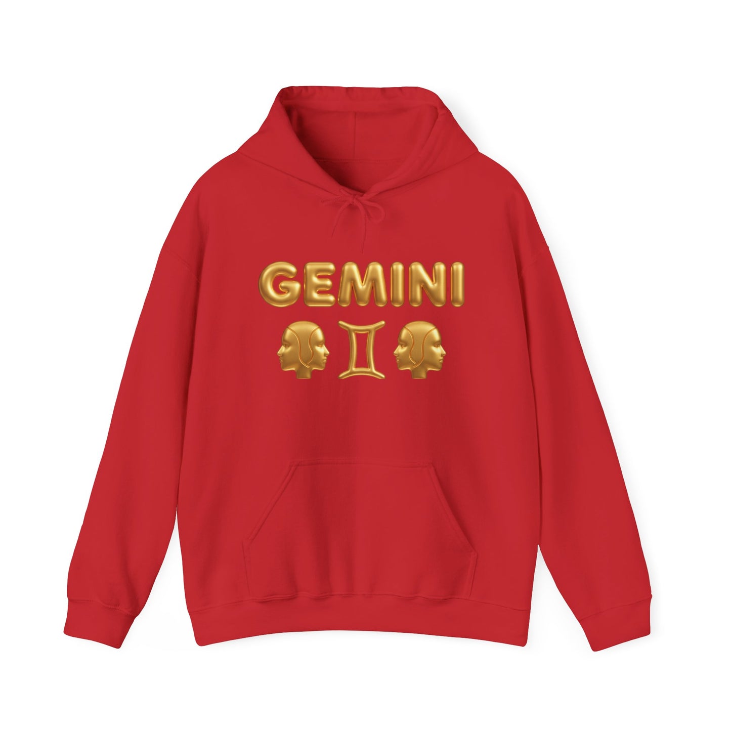 Gemini Zodiac Hoodie – Gold Gemini Text & Astrology Wheel Back Print