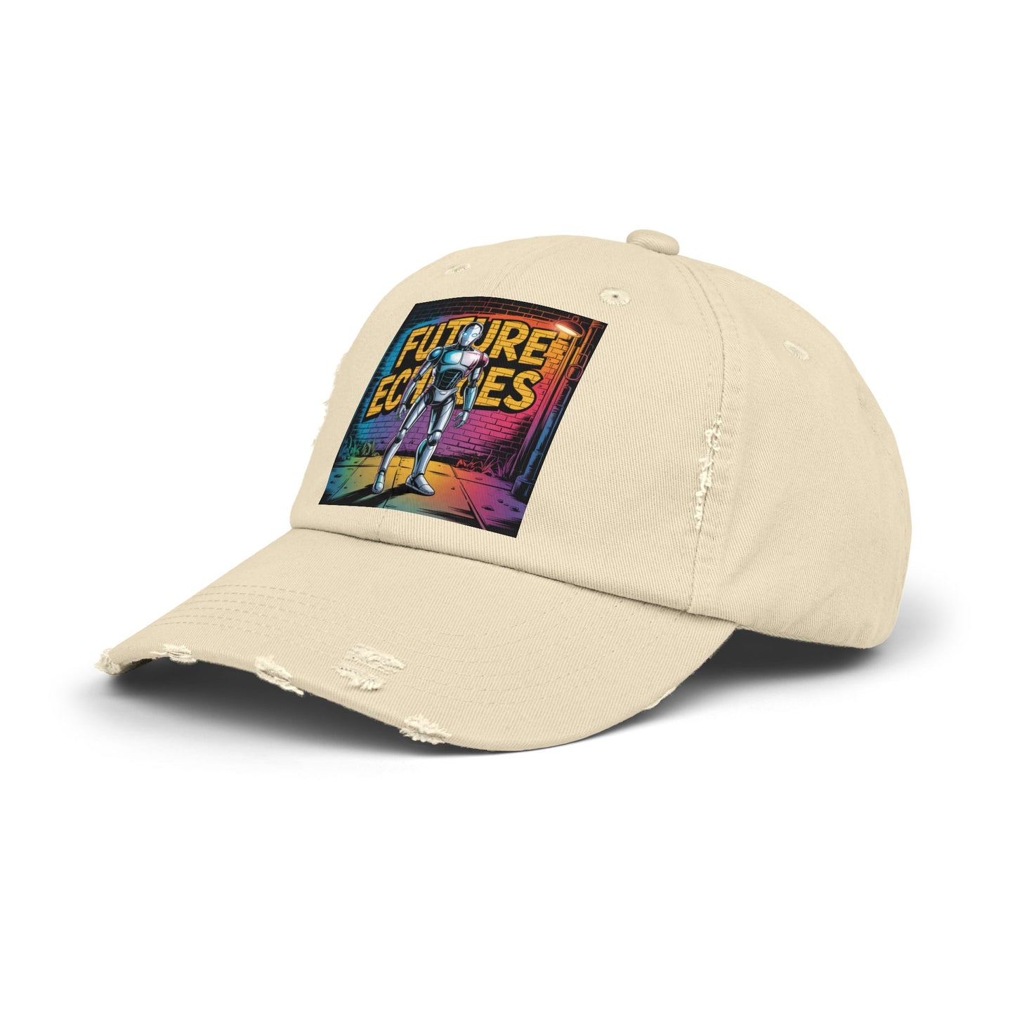 Unisex Distressed Cap Featuring 'Future Echoes'