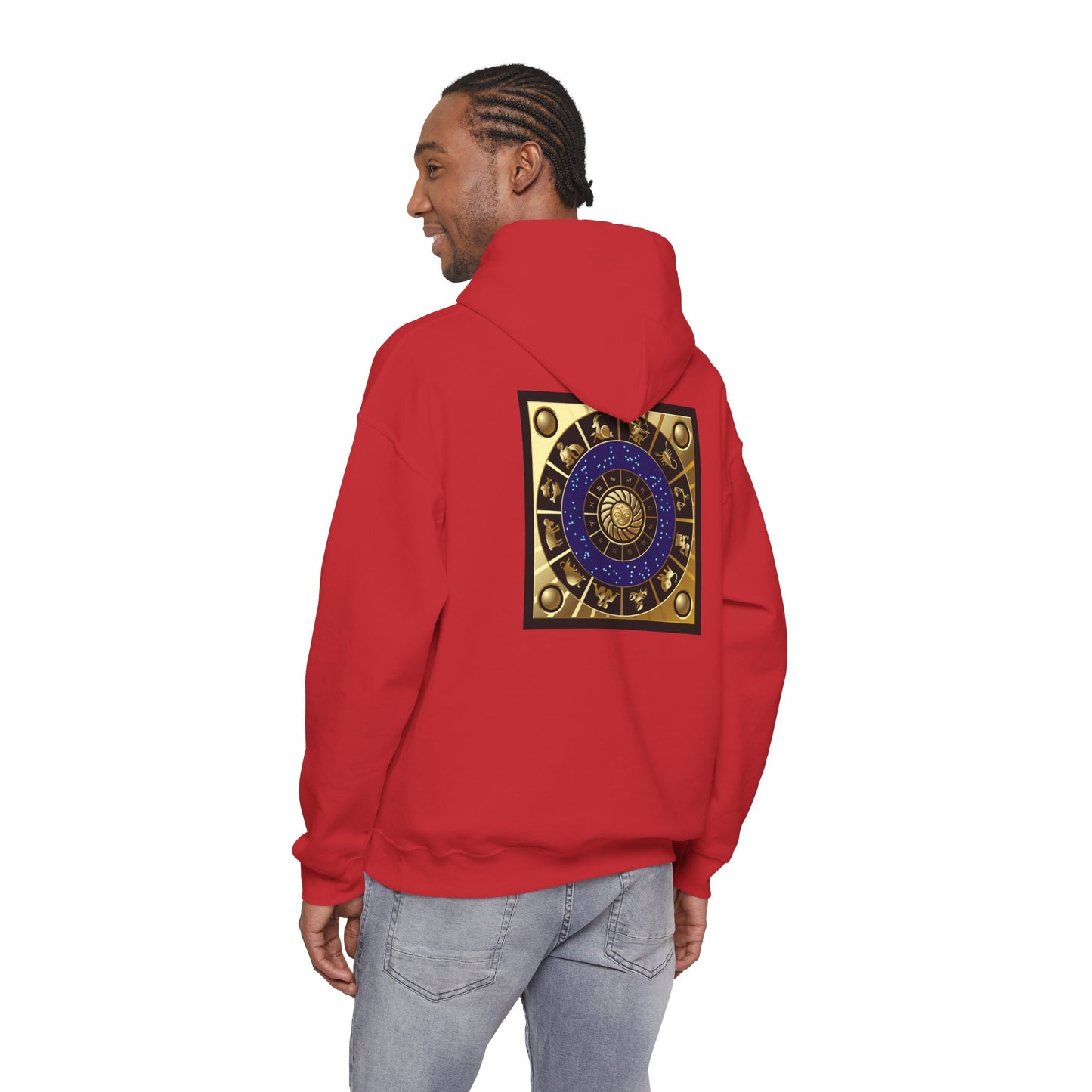 Aquarius Zodiac Hoodie — Gold Astrology Graphic Hooded Sweatshirt