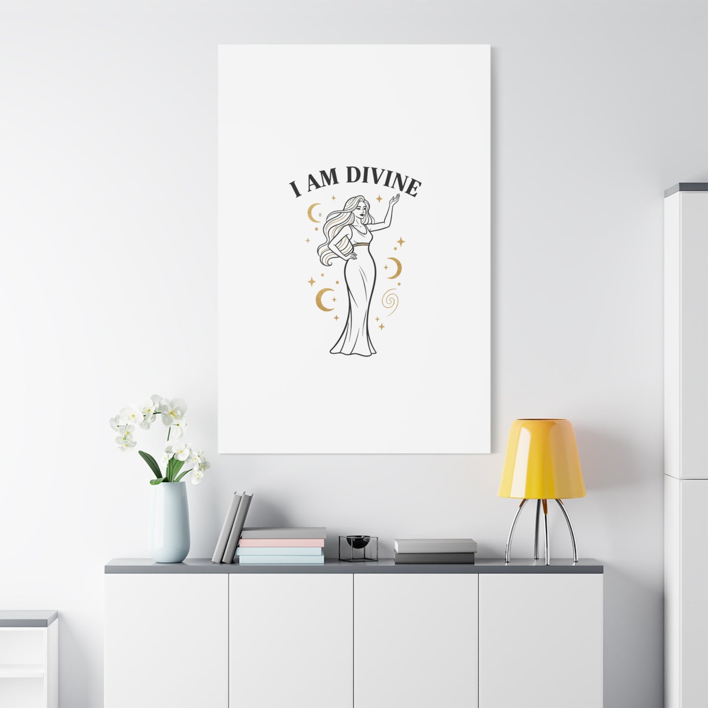 I Am Divine goddess art print | Matte Canvas wall art, manifestation decor
