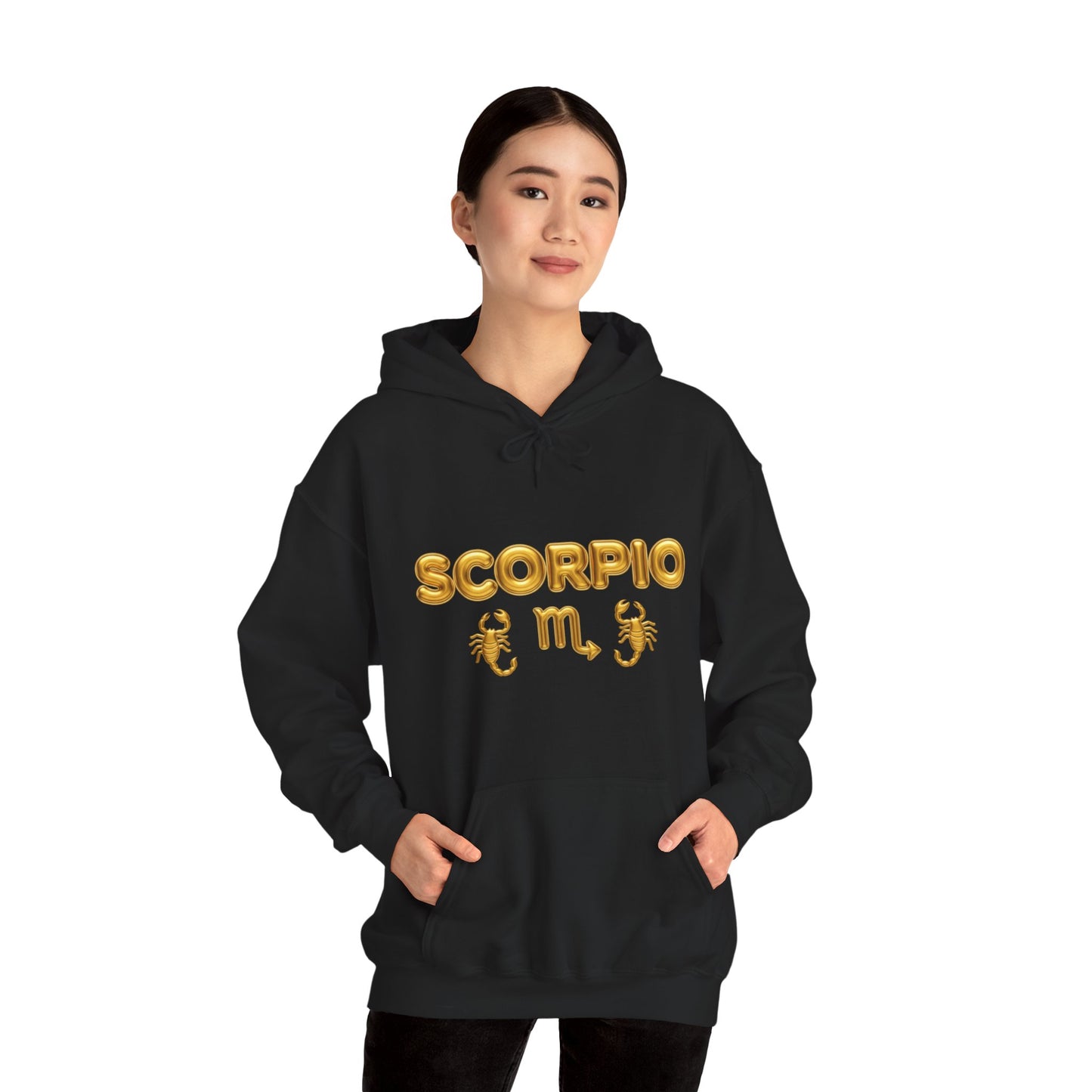 Scorpio Zodiac Hoodie – Gold Scorpion Astrology Sweatshirt (Back Zodiac Chart)