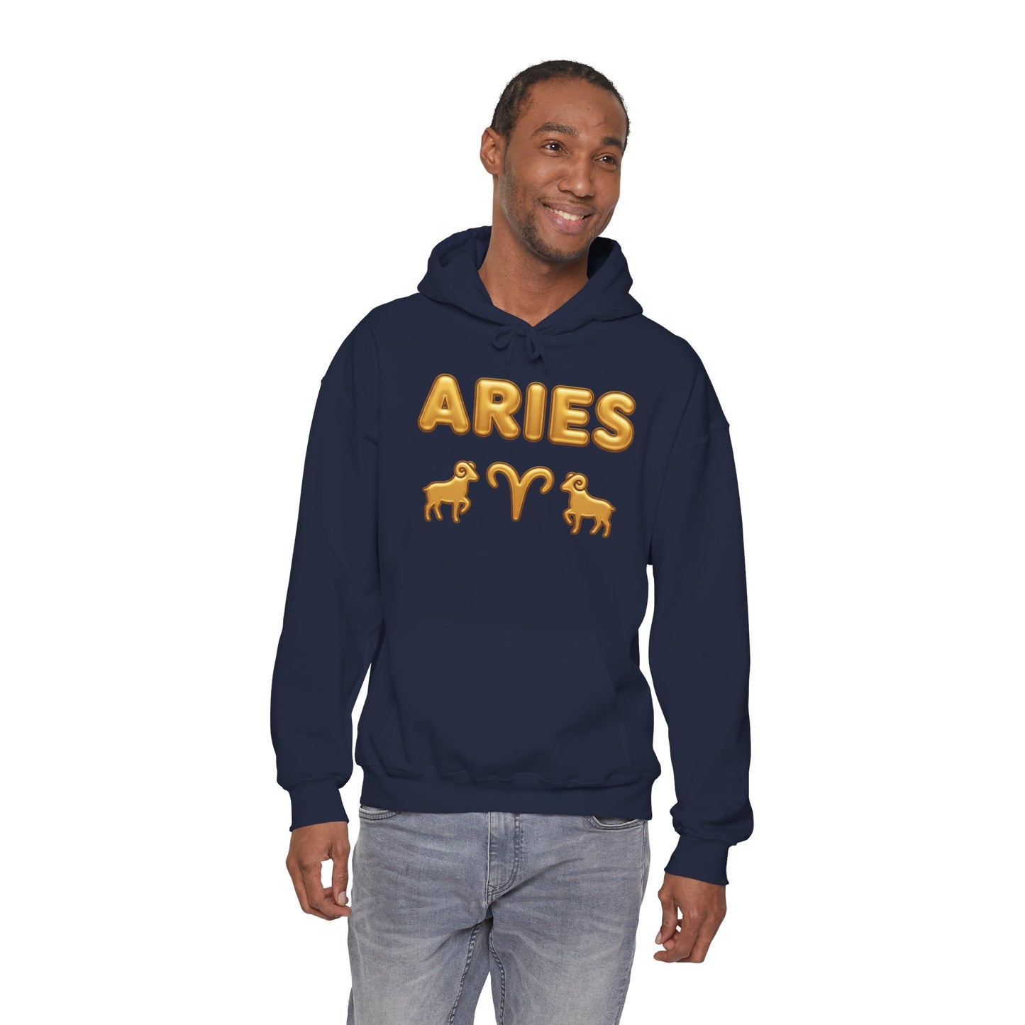 Aries Zodiac Hoodie — Gold Horoscope Ram Astrology Sweatshirt