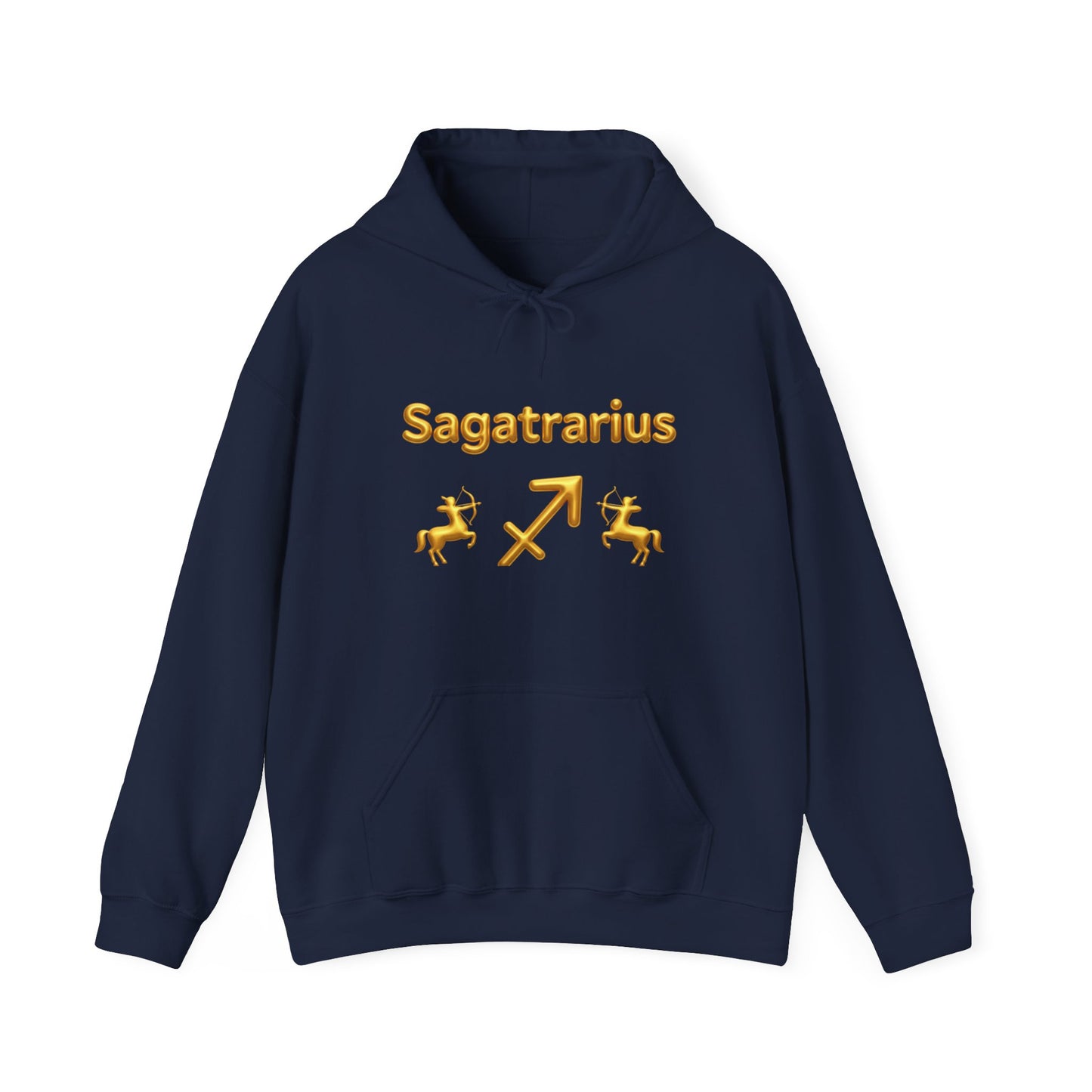 Sagittarius Zodiac Hoodie – Gold Archer Symbols & Astrological Wheel Back Print