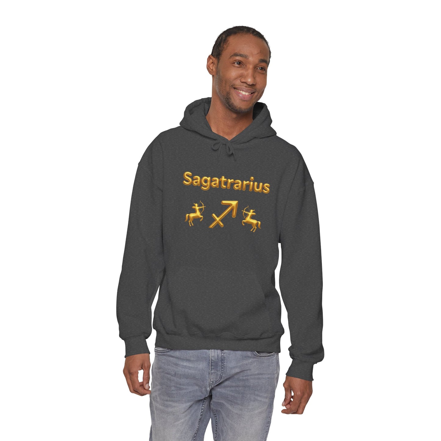 Sagittarius Zodiac Hoodie – Gold Archer Symbols & Astrological Wheel Back Print