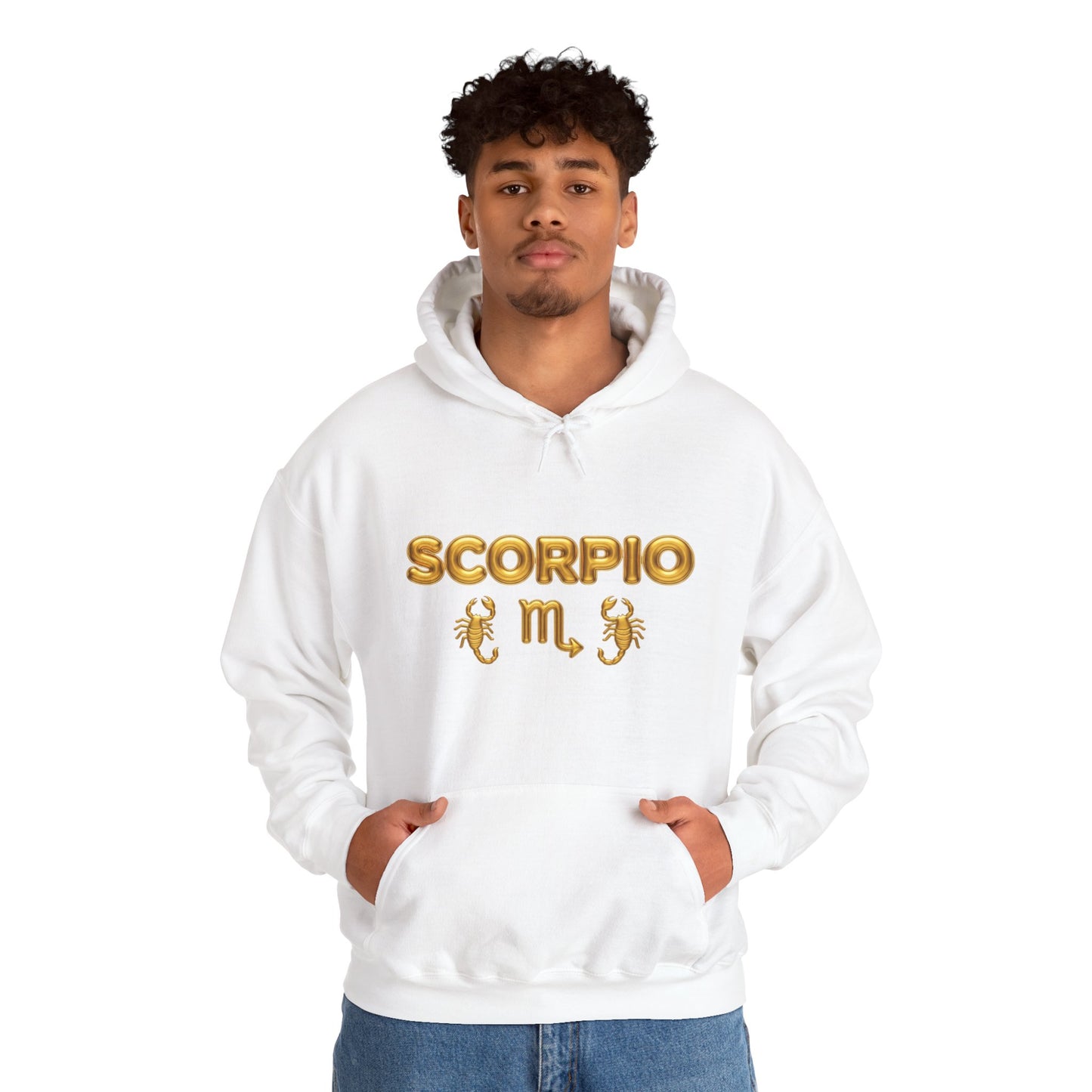 Scorpio Zodiac Hoodie – Gold Scorpion Astrology Sweatshirt (Back Zodiac Chart)