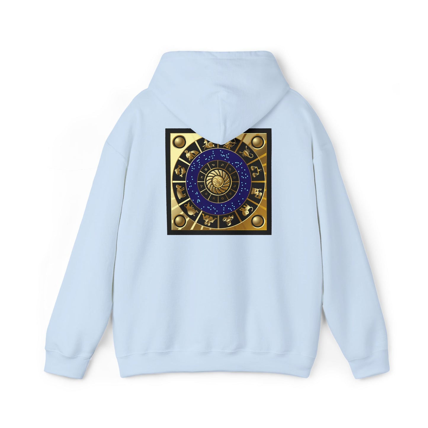 Sagittarius Zodiac Hoodie – Gold Archer Symbols & Astrological Wheel Back Print