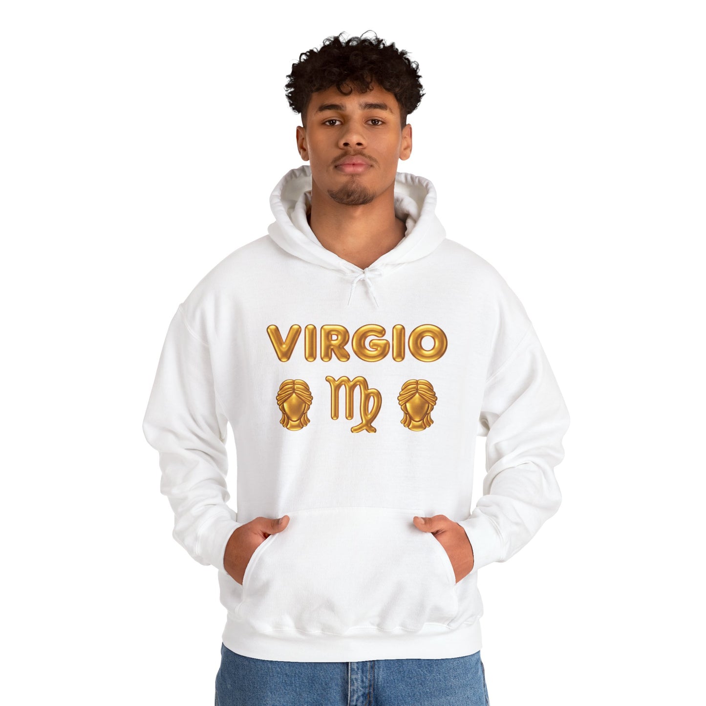Virgo Zodiac Hoodie — Gold Virgo Sign & Astrological Wheel Pullover