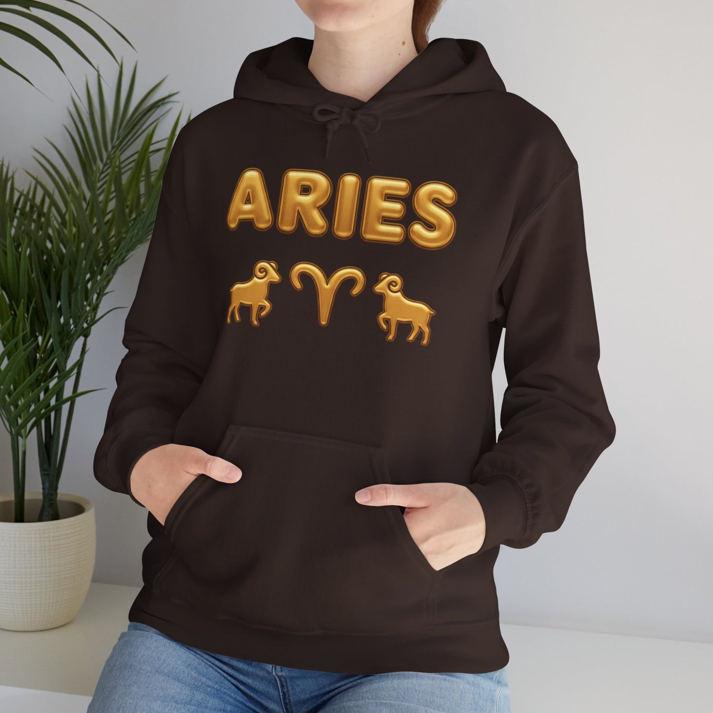 Aries Zodiac Hoodie — Gold Horoscope Ram Astrology Sweatshirt