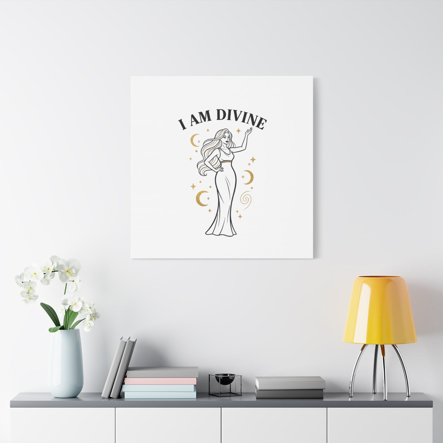 I Am Divine goddess art print | Matte Canvas wall art, manifestation decor