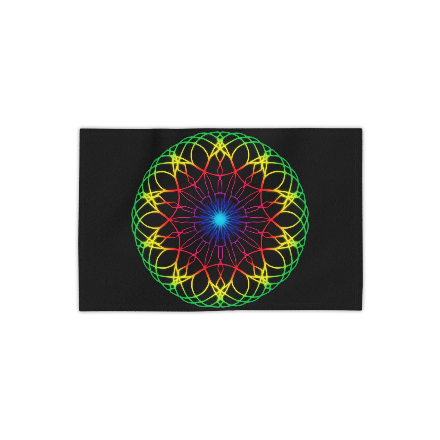 Neon Psychedelic Rainbow Mandala Beach Towel