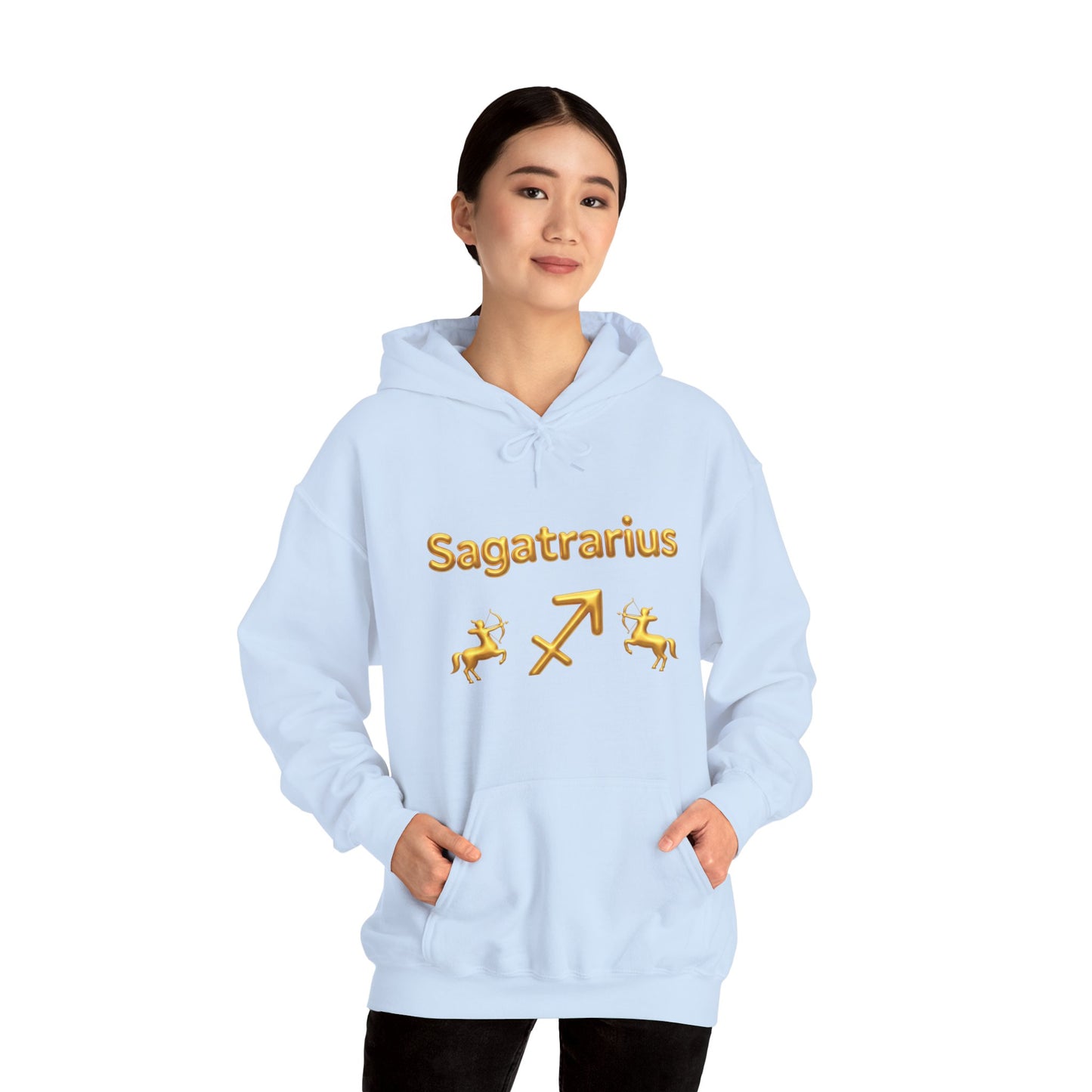 Sagittarius Zodiac Hoodie – Gold Archer Symbols & Astrological Wheel Back Print
