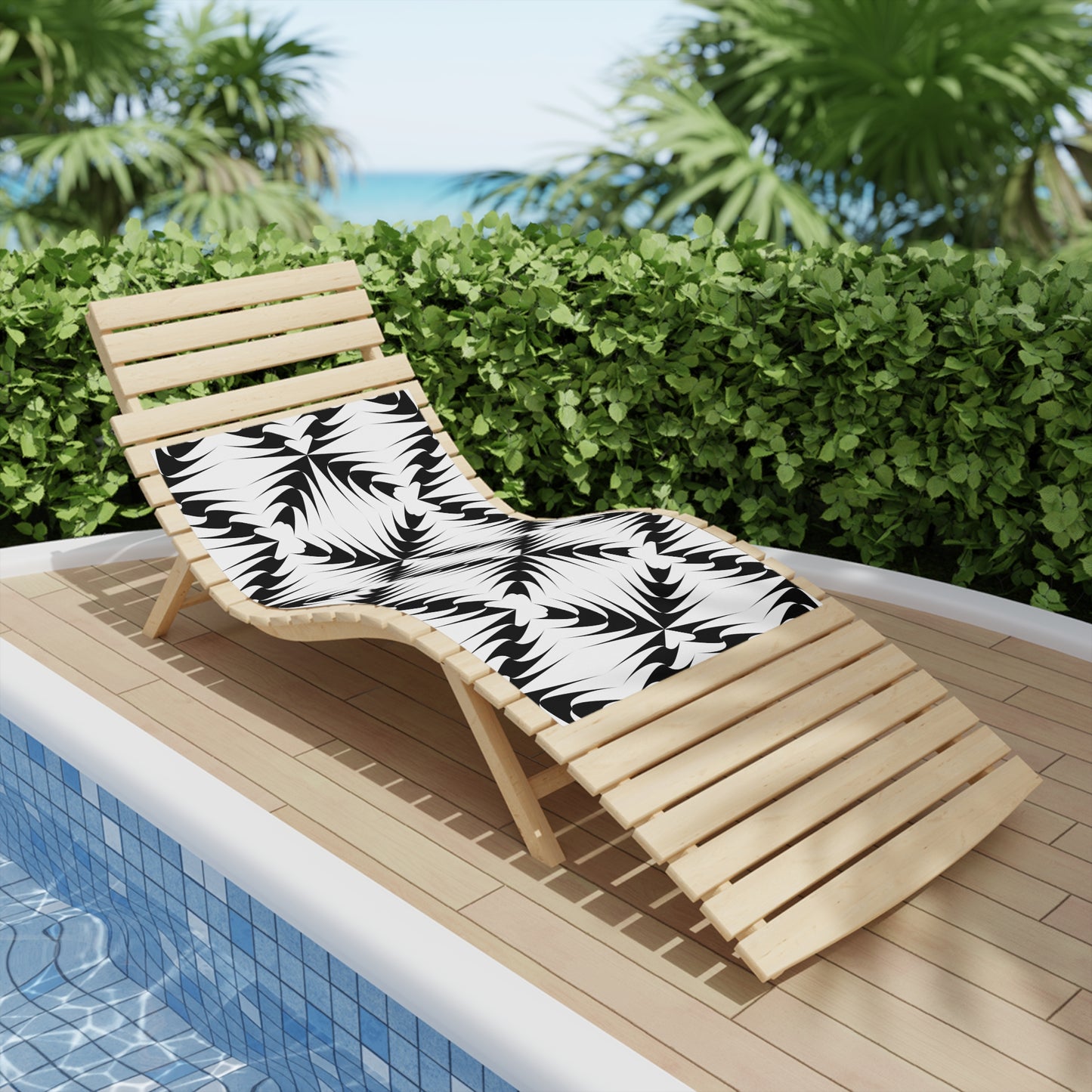 Black & White Tribal Pattern Beach Towel Bold Geometric Ocean Towel