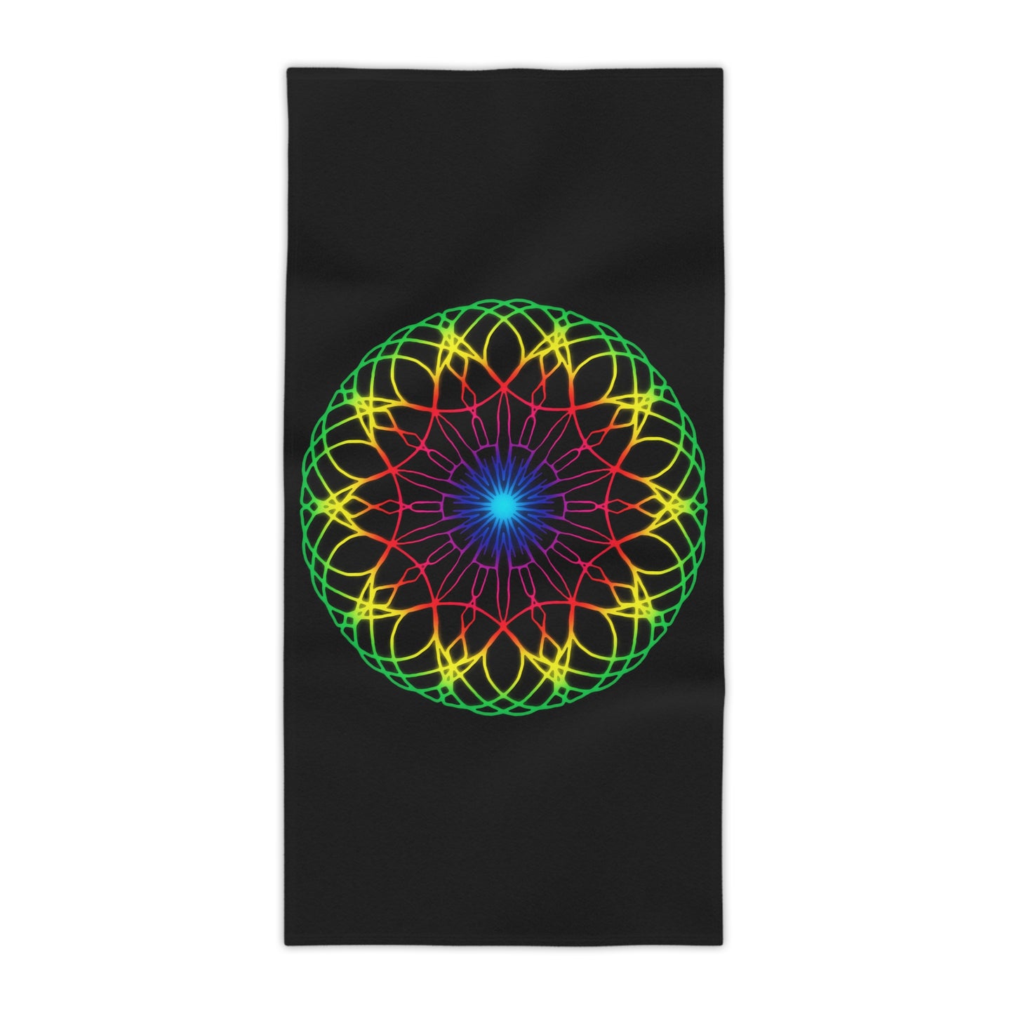 Neon Psychedelic Rainbow Mandala Beach Towel