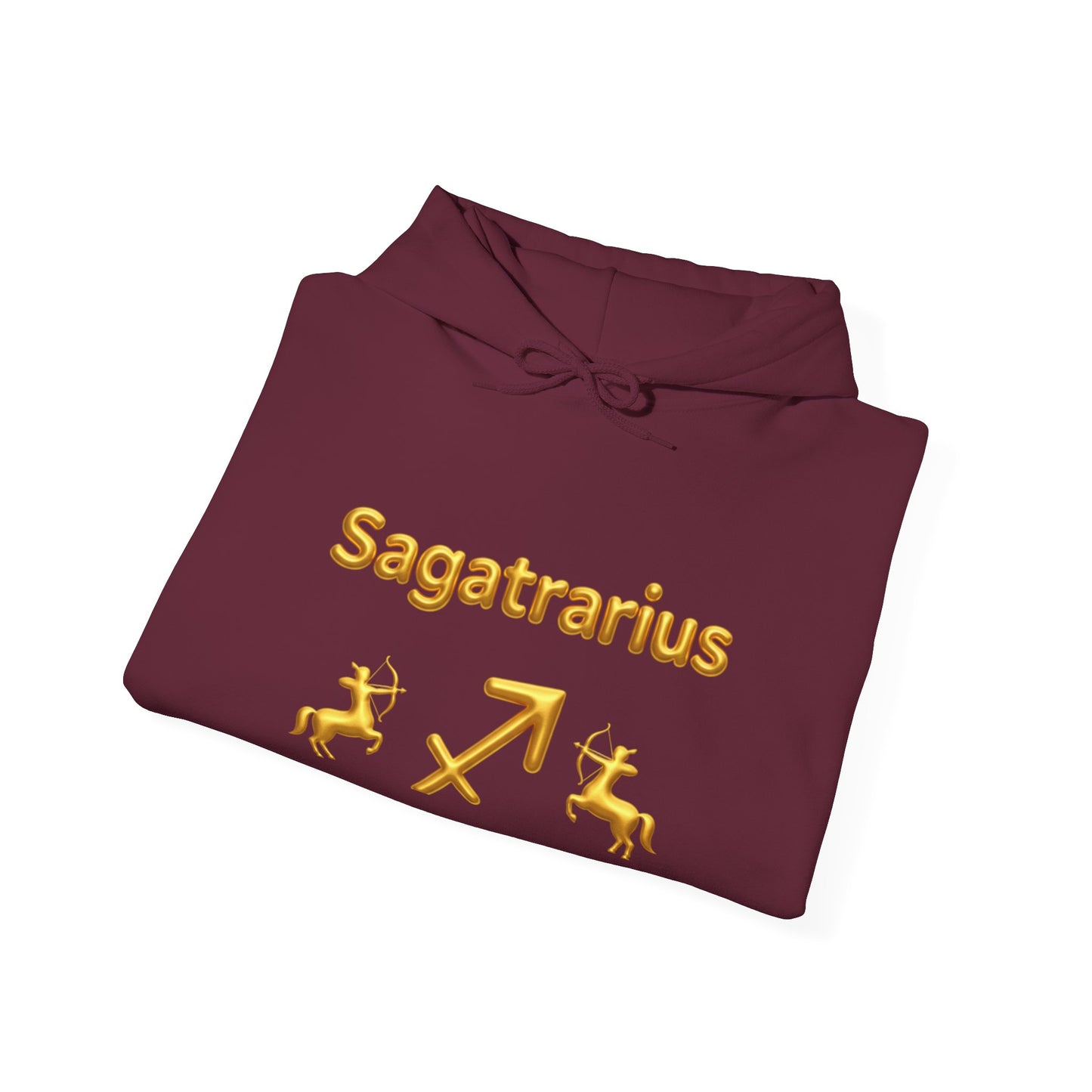 Sagittarius Zodiac Hoodie – Gold Archer Symbols & Astrological Wheel Back Print