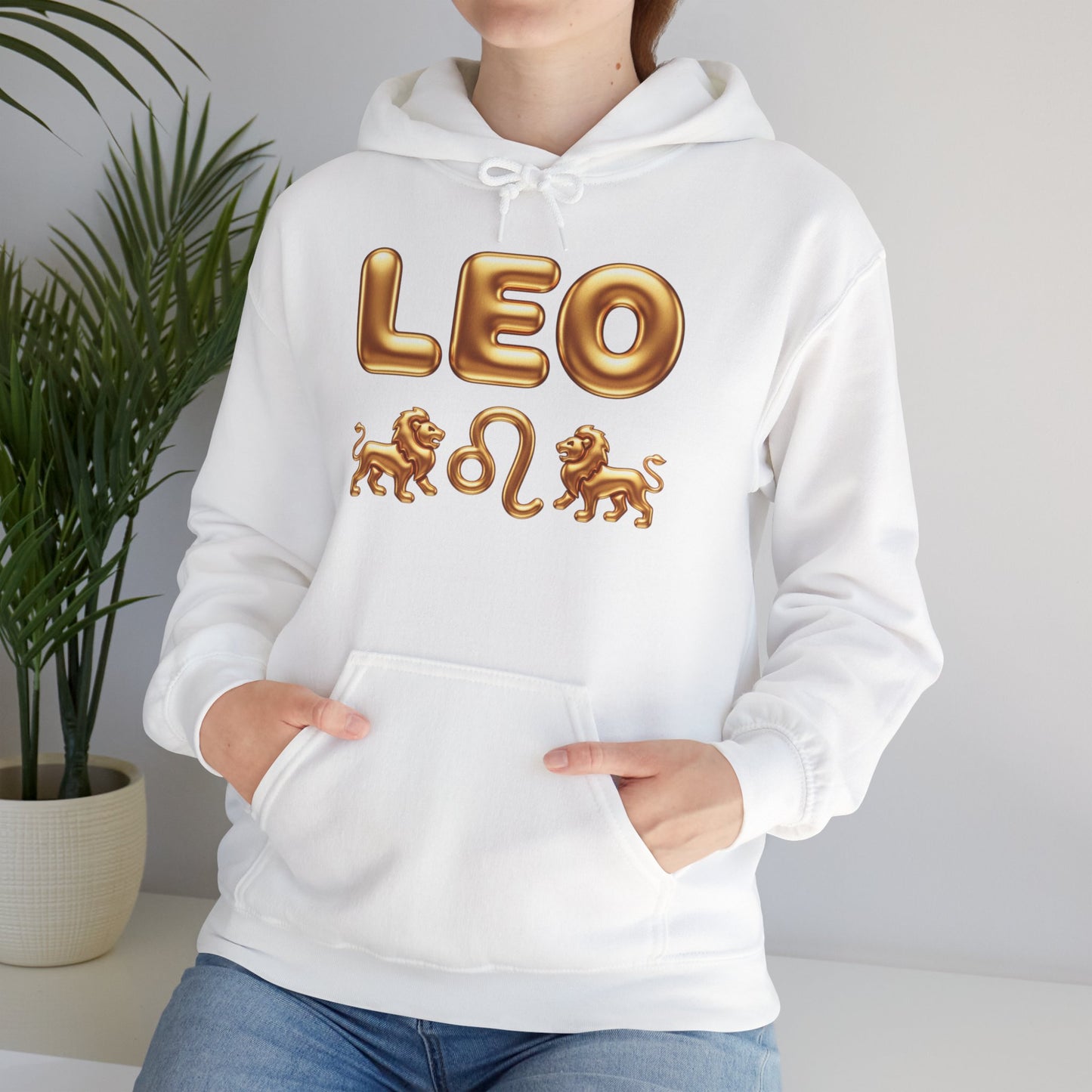 Leo Zodiac Hoodie — Gold Lion Astrology Sweatshirt (Leo Symbol)