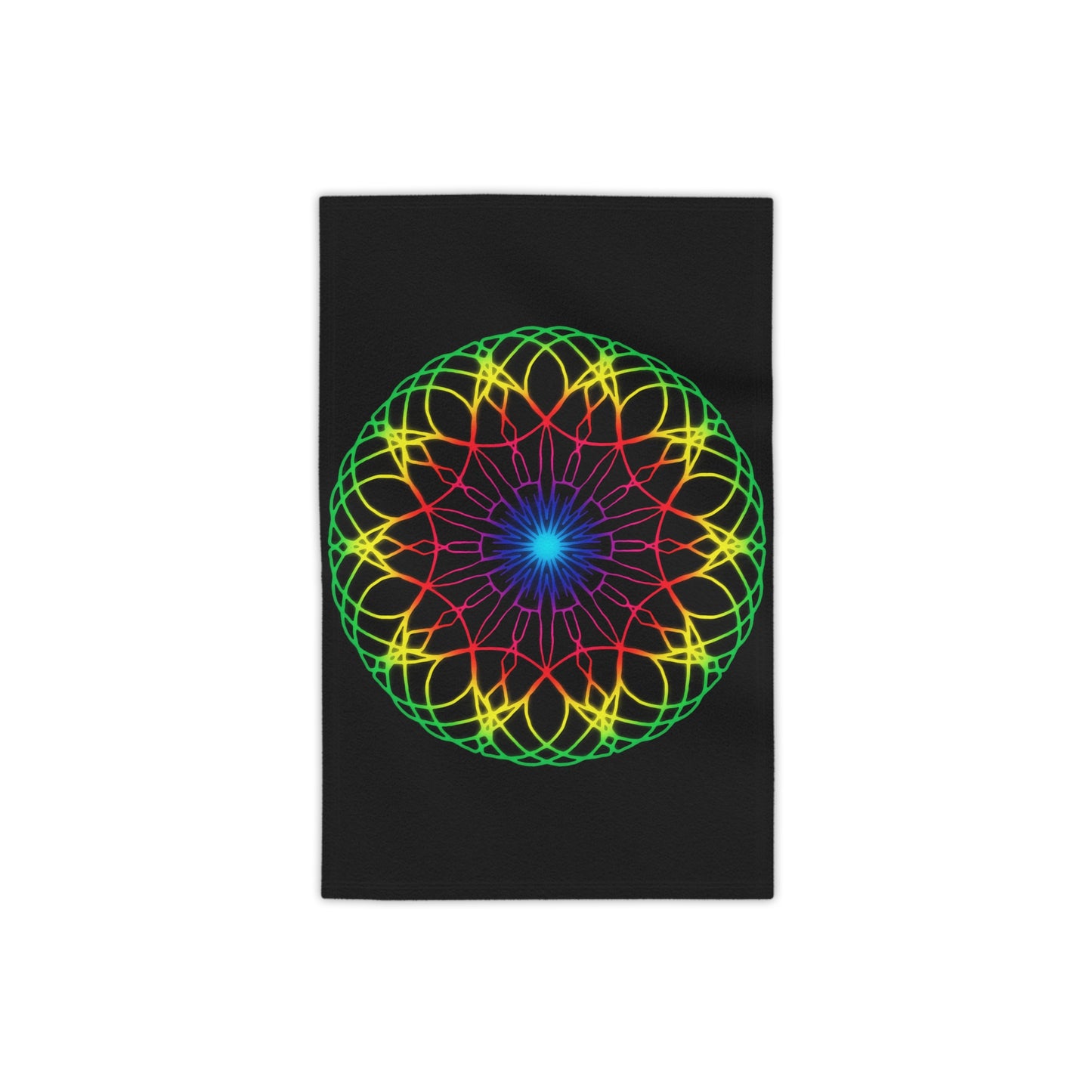 Neon Psychedelic Rainbow Mandala Beach Towel