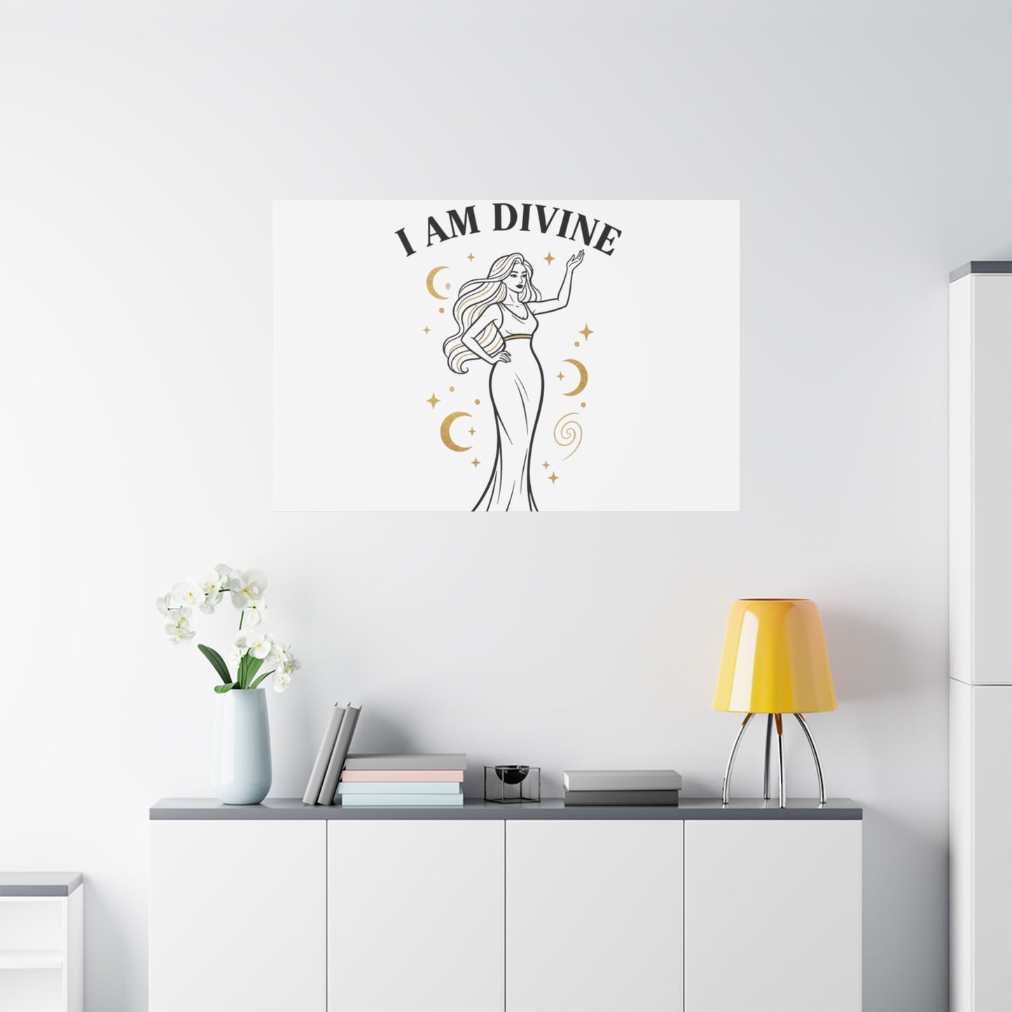 I Am Divine goddess art print | Matte Canvas wall art, manifestation decor