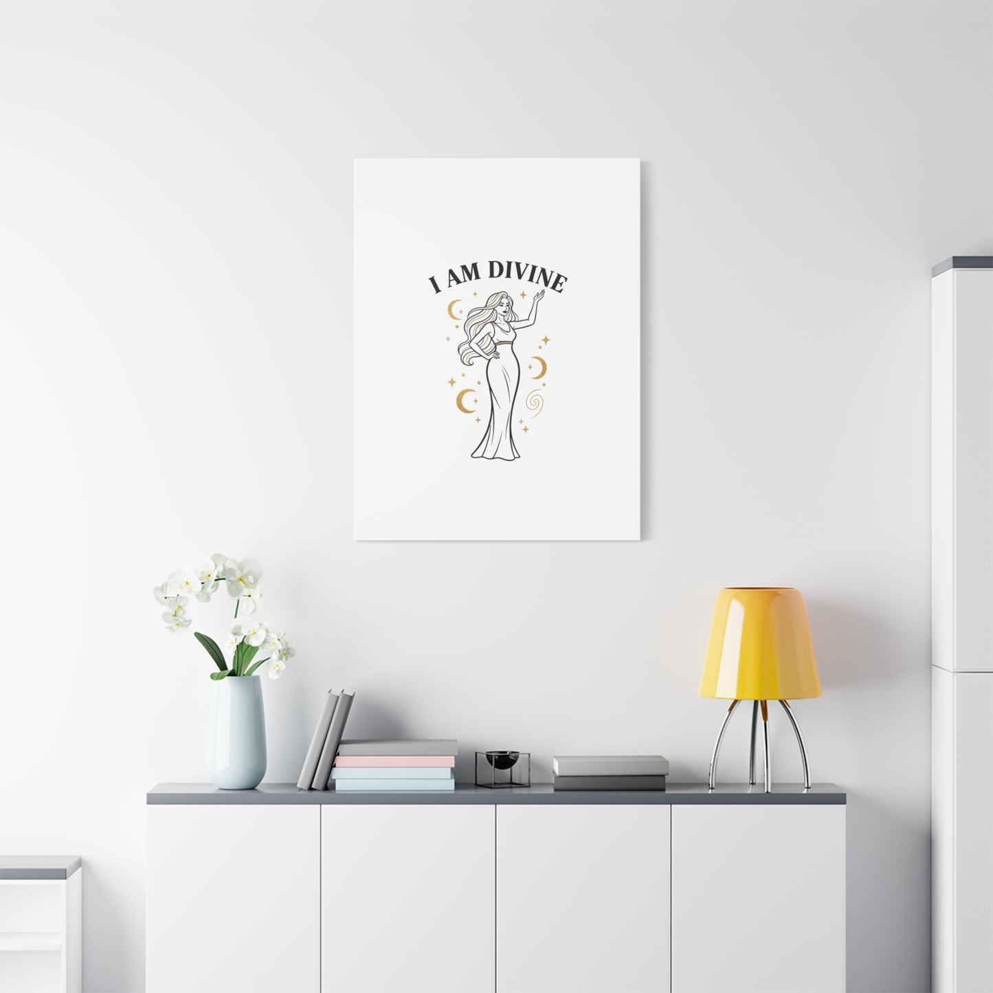 I Am Divine goddess art print | Matte Canvas wall art, manifestation decor