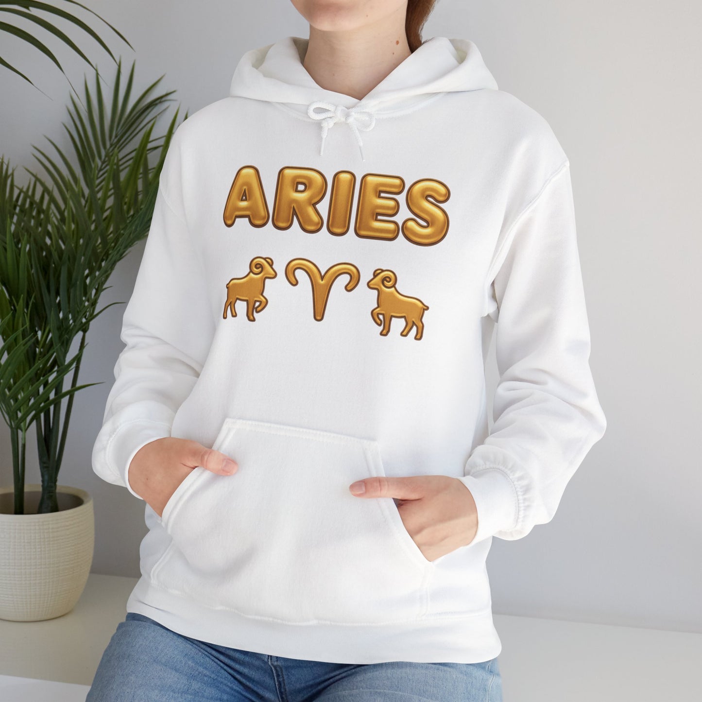 Aries Zodiac Hoodie — Gold Horoscope Ram Astrology Sweatshirt