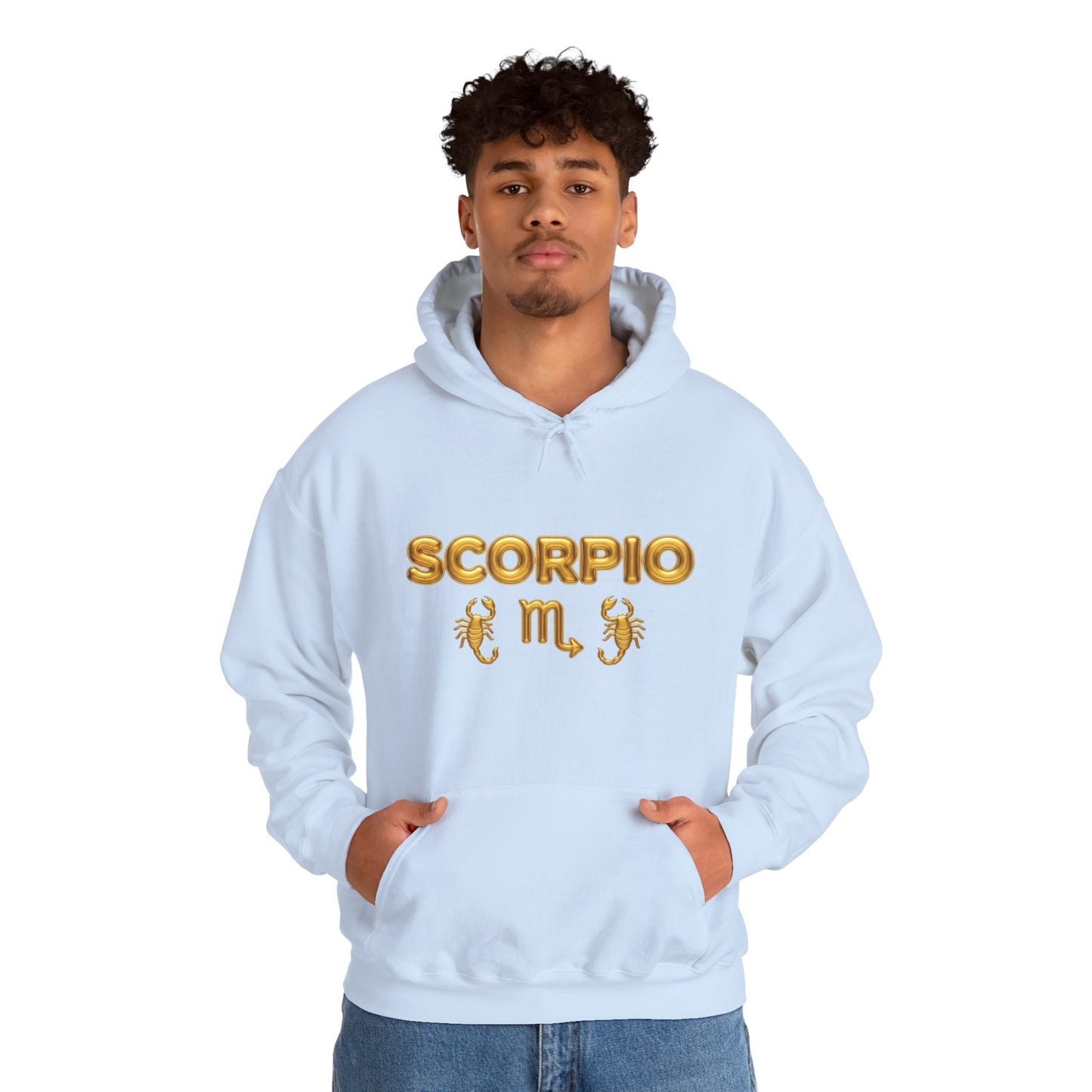 Scorpio Zodiac Hoodie – Gold Scorpion Astrology Sweatshirt (Back Zodiac Chart)