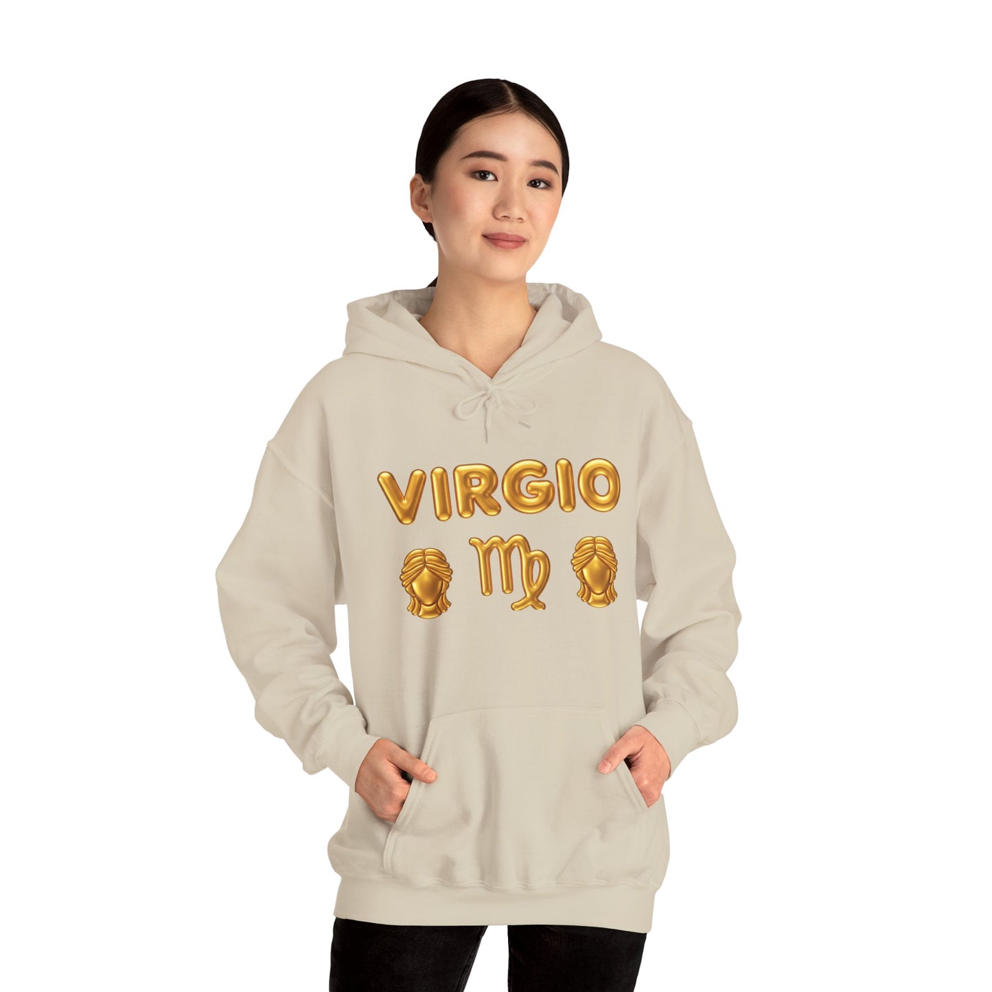 Virgo Zodiac Hoodie — Gold Virgo Sign & Astrological Wheel Pullover