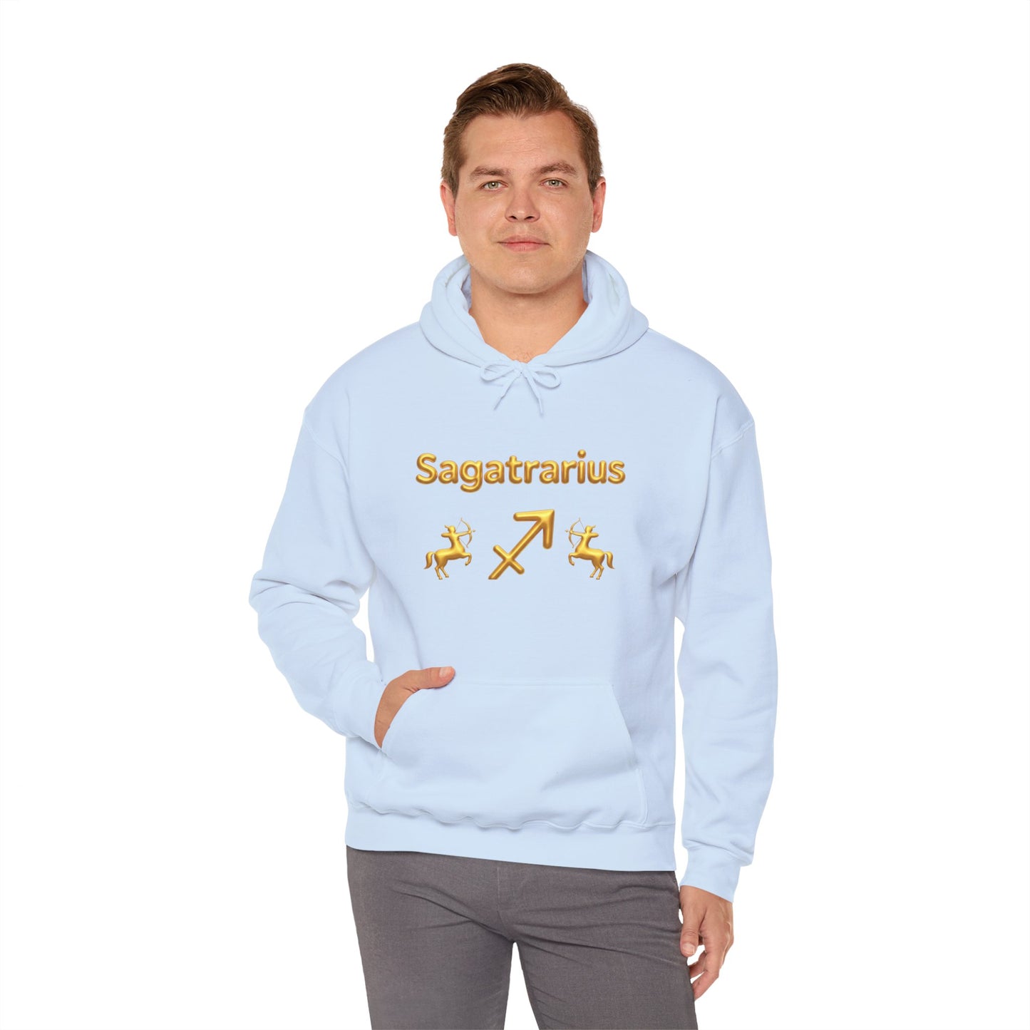 Sagittarius Zodiac Hoodie – Gold Archer Symbols & Astrological Wheel Back Print