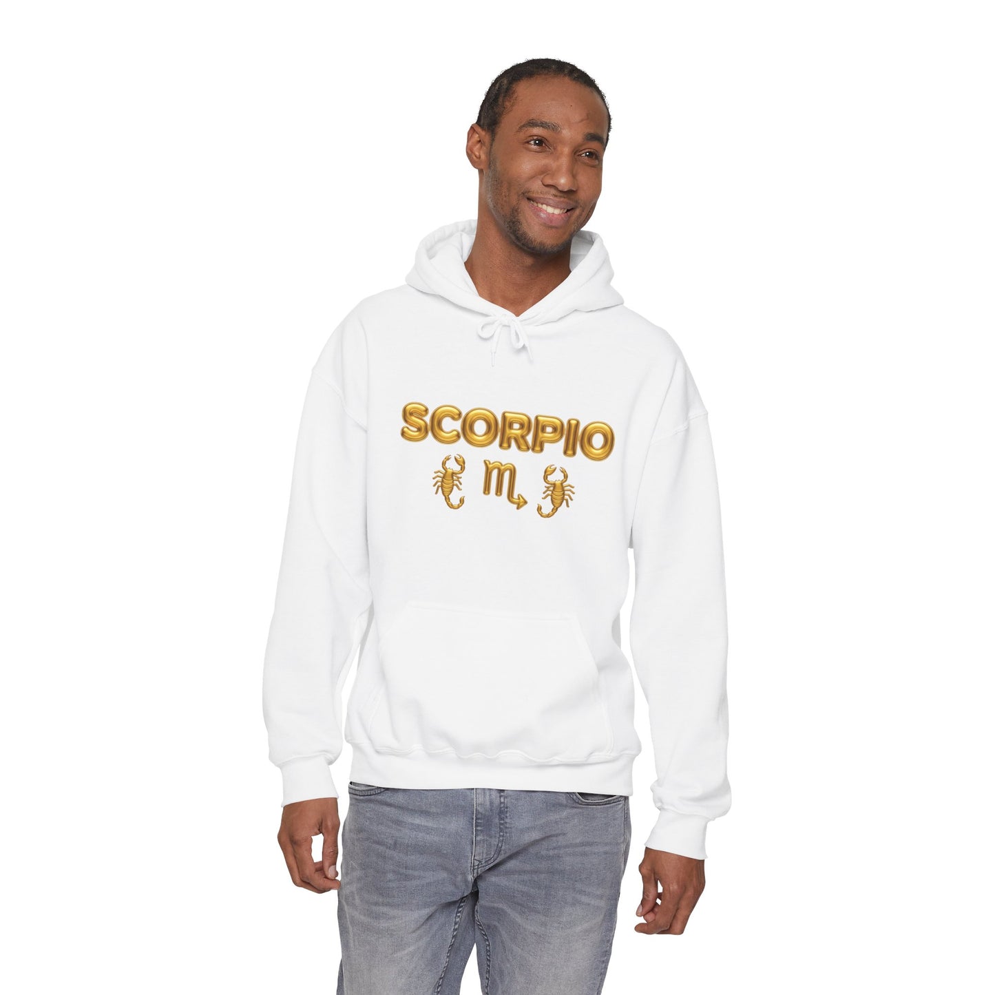 Scorpio Zodiac Hoodie – Gold Scorpion Astrology Sweatshirt (Back Zodiac Chart)