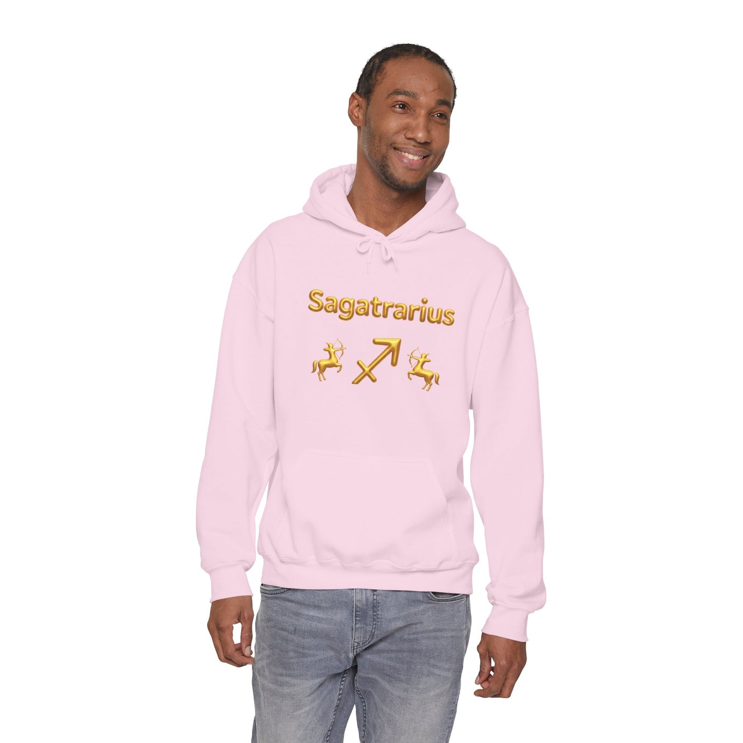 Sagittarius Zodiac Hoodie – Gold Archer Symbols & Astrological Wheel Back Print