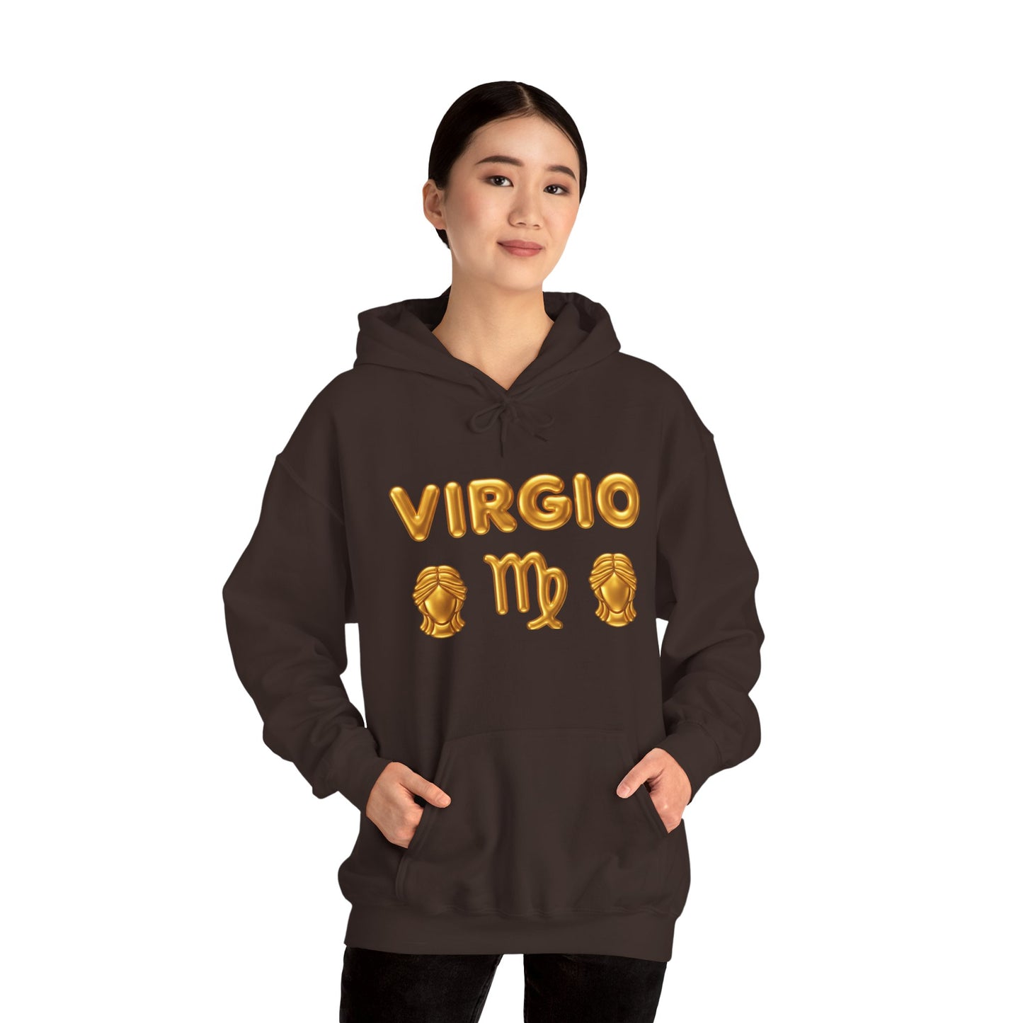 Virgo Zodiac Hoodie — Gold Virgo Sign & Astrological Wheel Pullover
