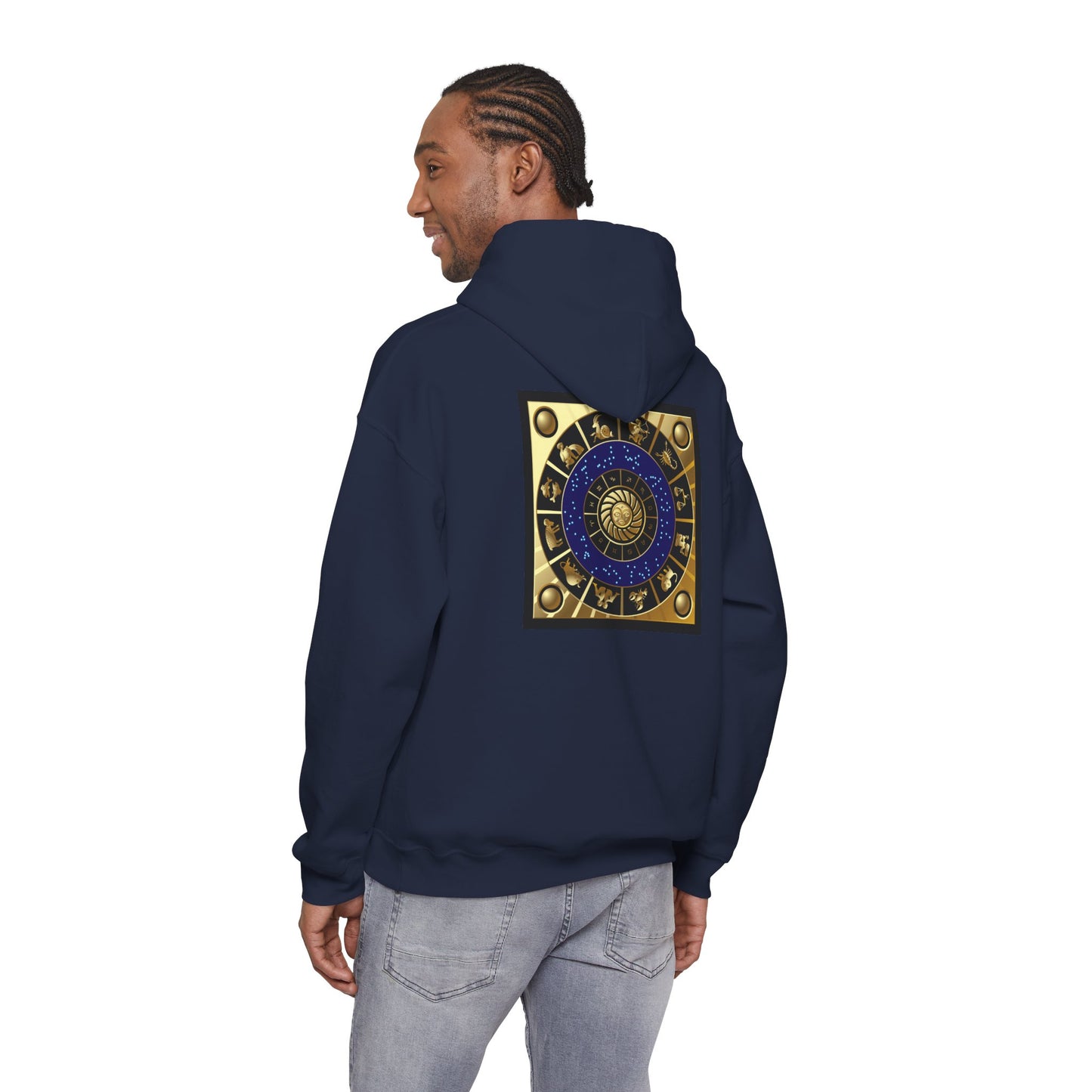 Scorpio Zodiac Hoodie – Gold Scorpion Astrology Sweatshirt (Back Zodiac Chart)