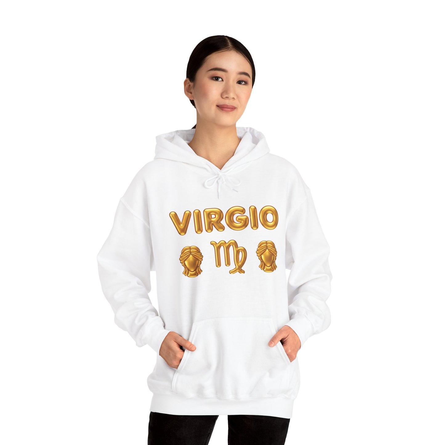 Virgo Zodiac Hoodie — Gold Virgo Sign & Astrological Wheel Pullover